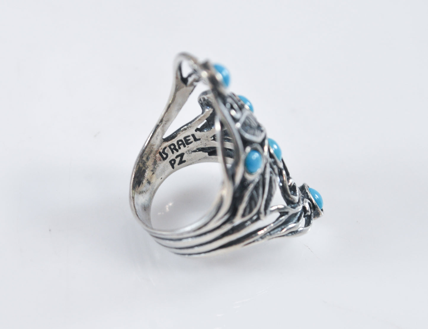 Or PAZ Creations Sterling Silver Turquoise Leaf Ring