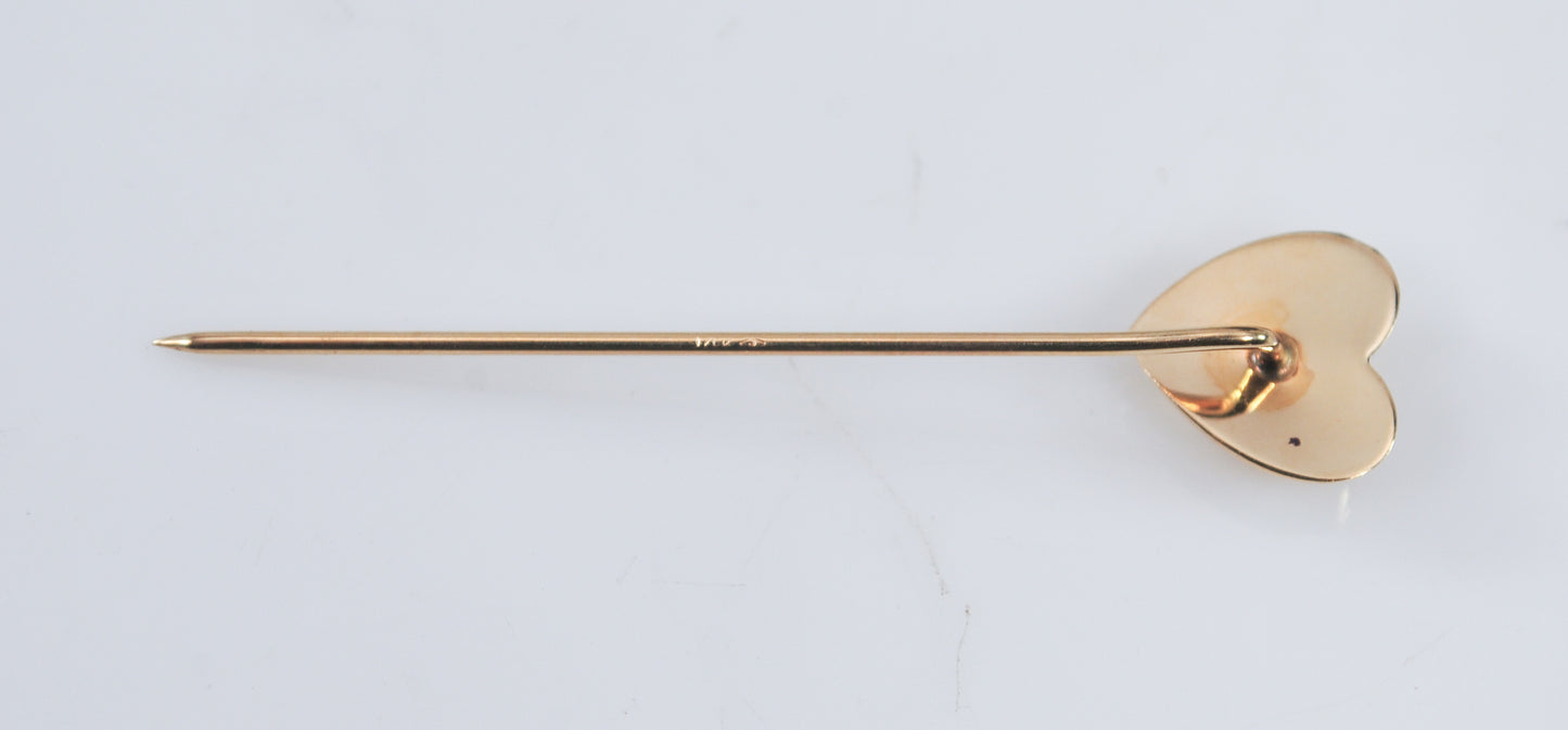 Vintage 14K Gold Heart Stick Pin