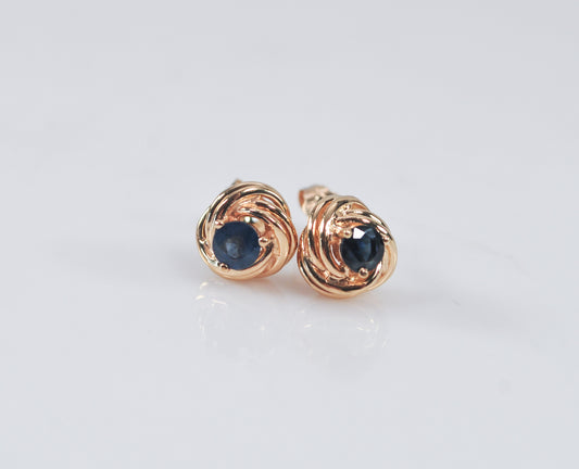 Clyde Dunier 14K Gold Sapphire Knot Earrings