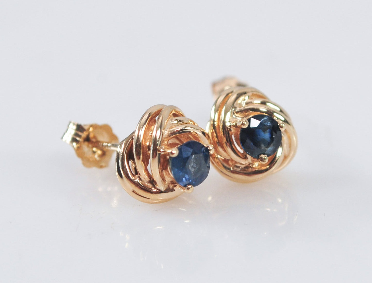 Clyde Dunier 14K Gold Sapphire Knot Earrings