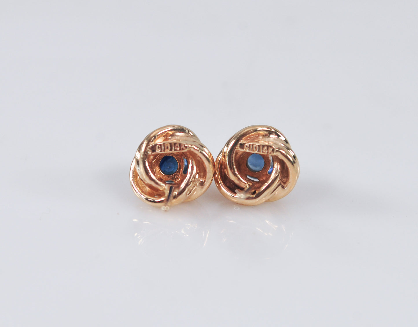 Clyde Dunier 14K Gold Sapphire Knot Earrings