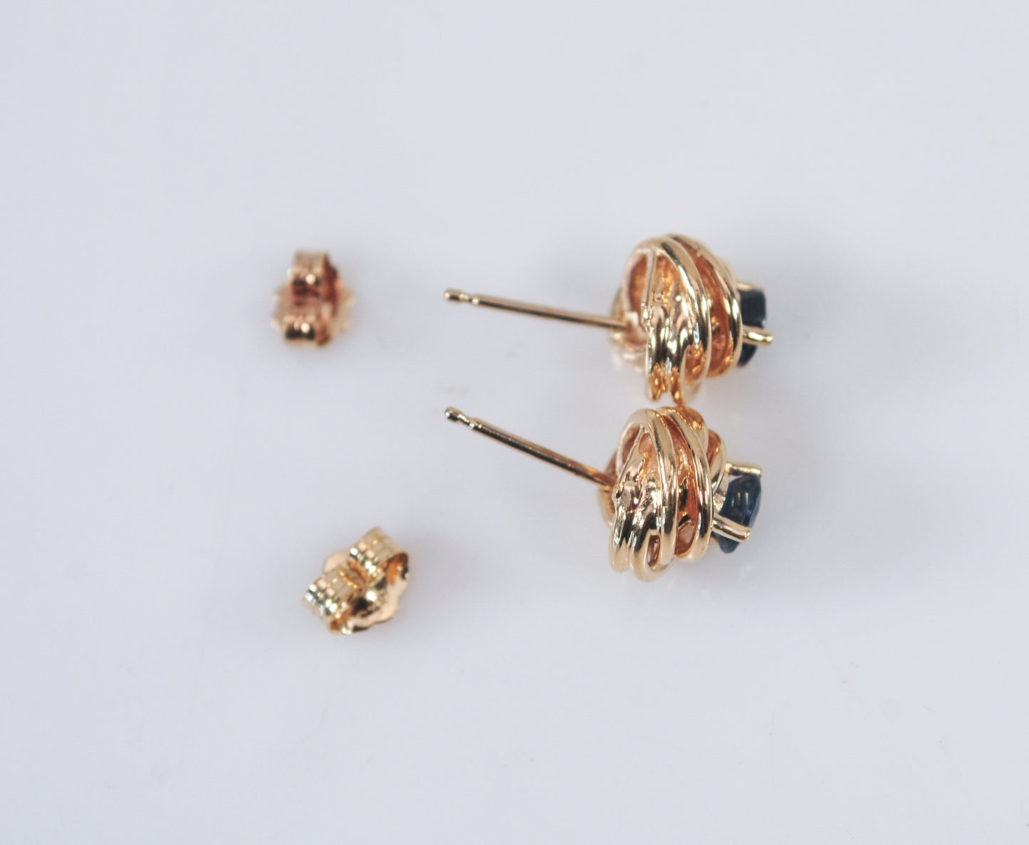 Clyde Dunier 14K Gold Sapphire Knot Earrings