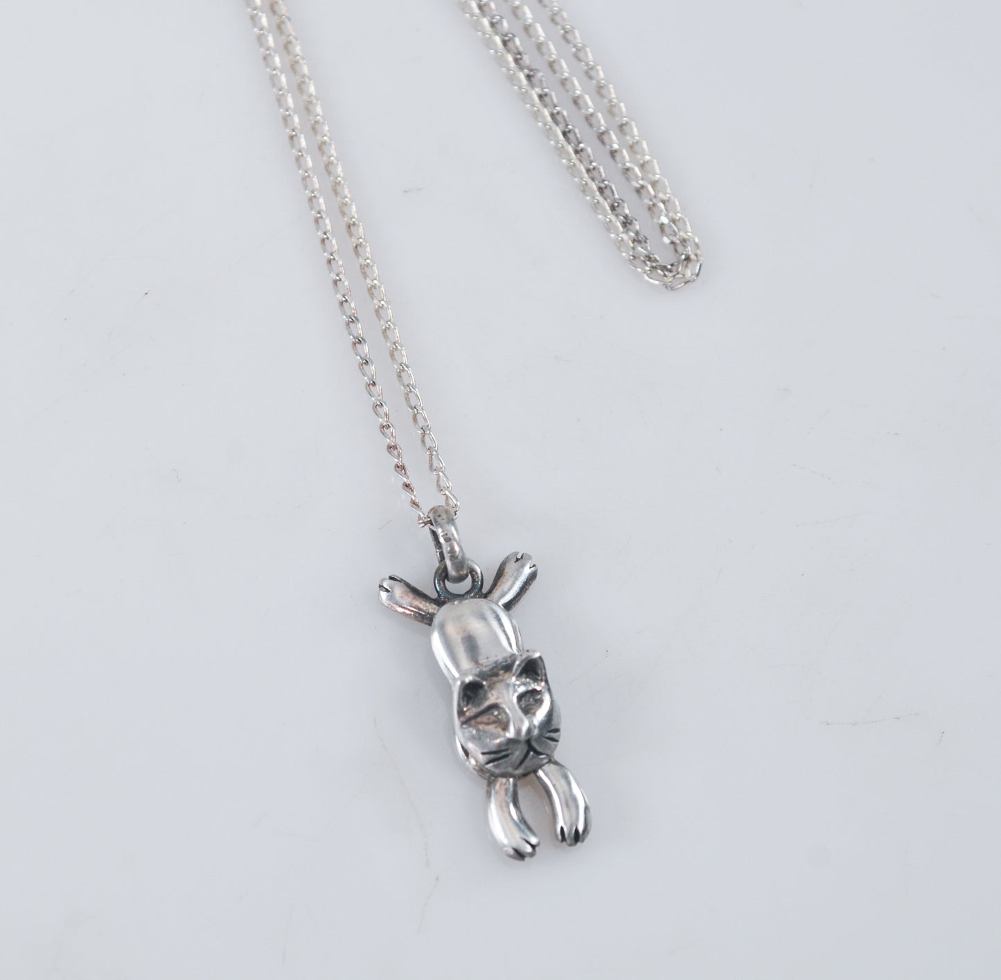 Sterling Silver Articulated Cat Necklace