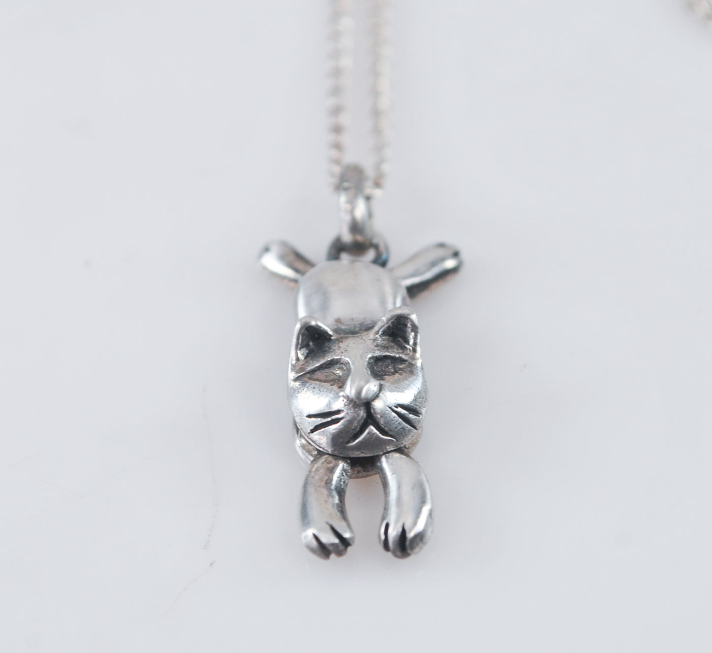 Sterling Silver Articulated Cat Necklace