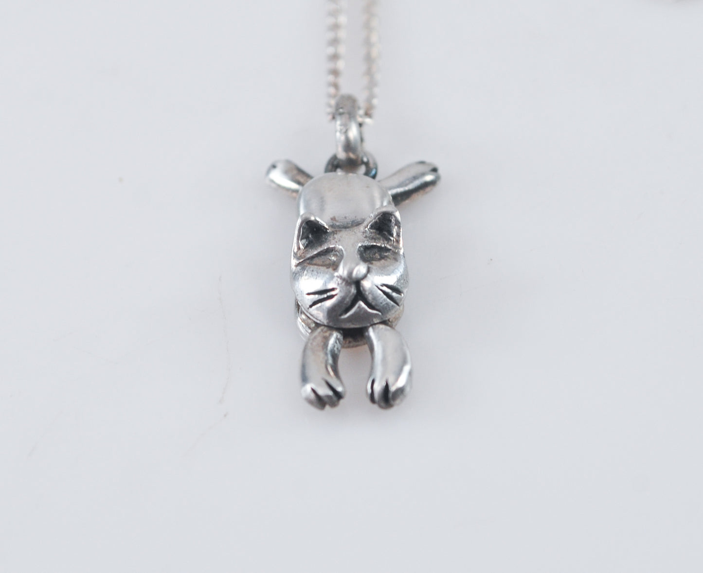 Sterling Silver Articulated Cat Necklace