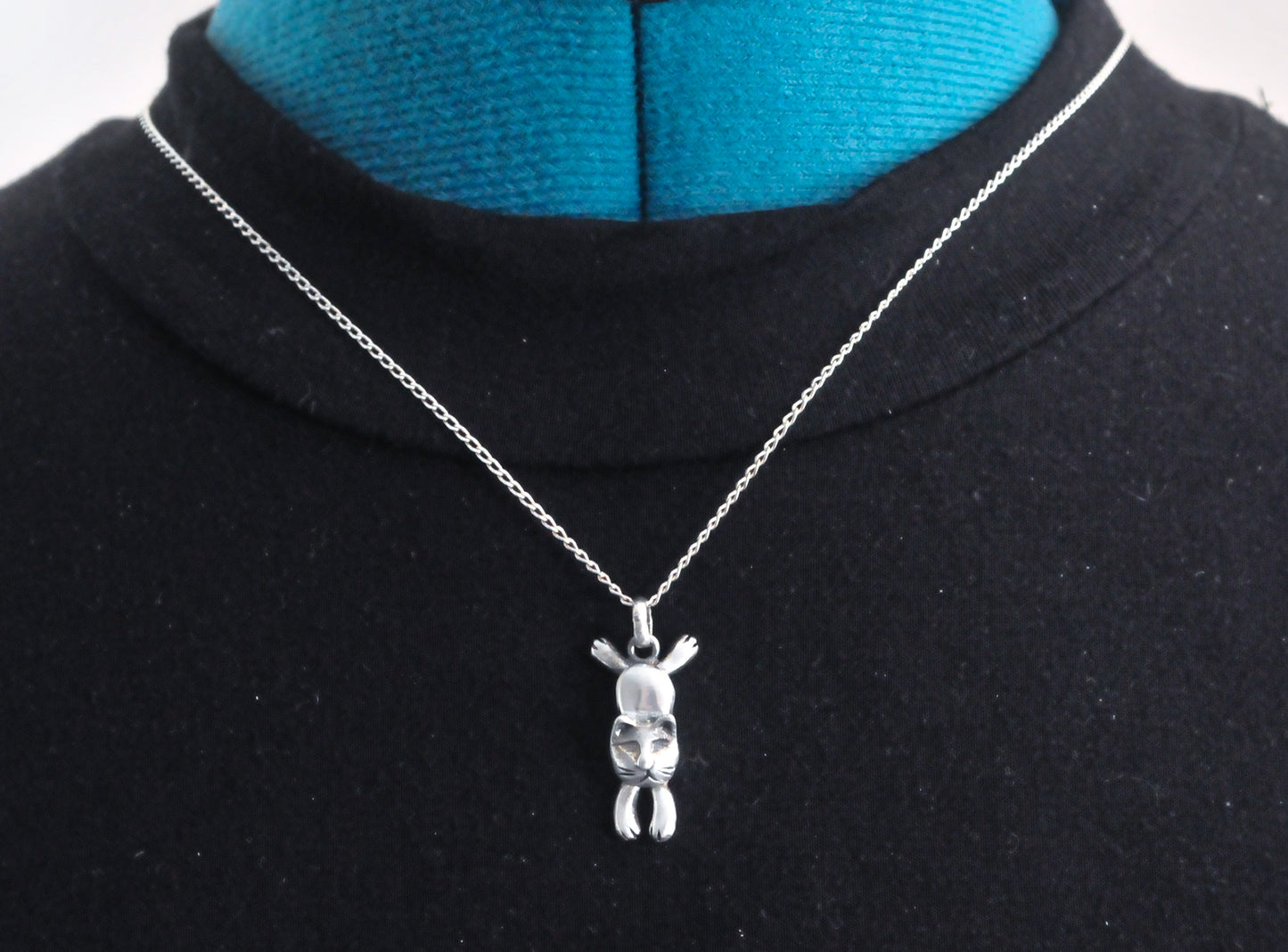 Sterling Silver Articulated Cat Necklace