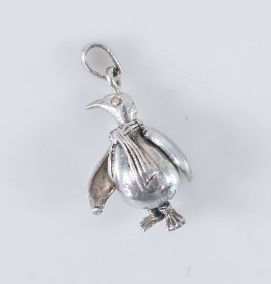 Articulated Sterling Silver Penguin Pendant or Charm