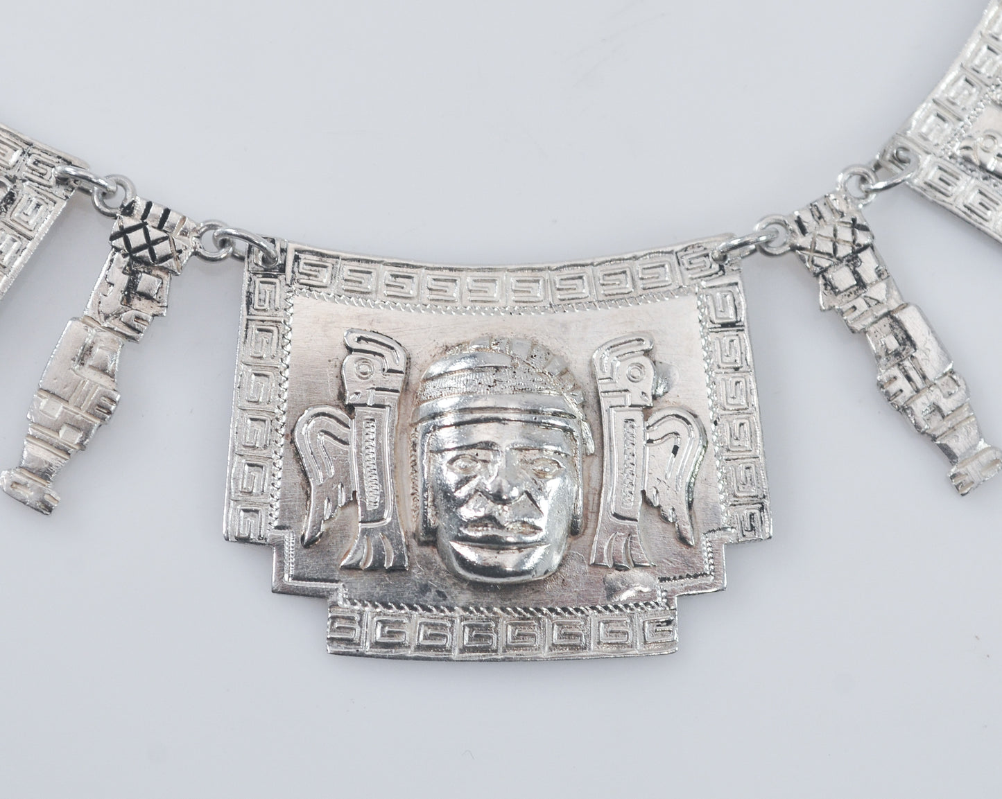 Vintage Sterling Silver Peruvian Bib Necklace