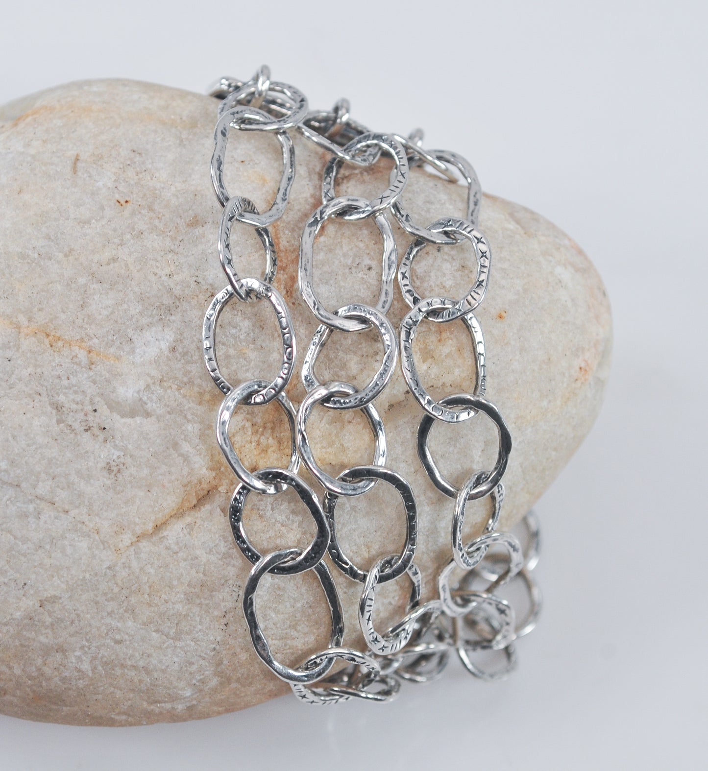 Opulenza Sterling Silver Hammered Bracelet