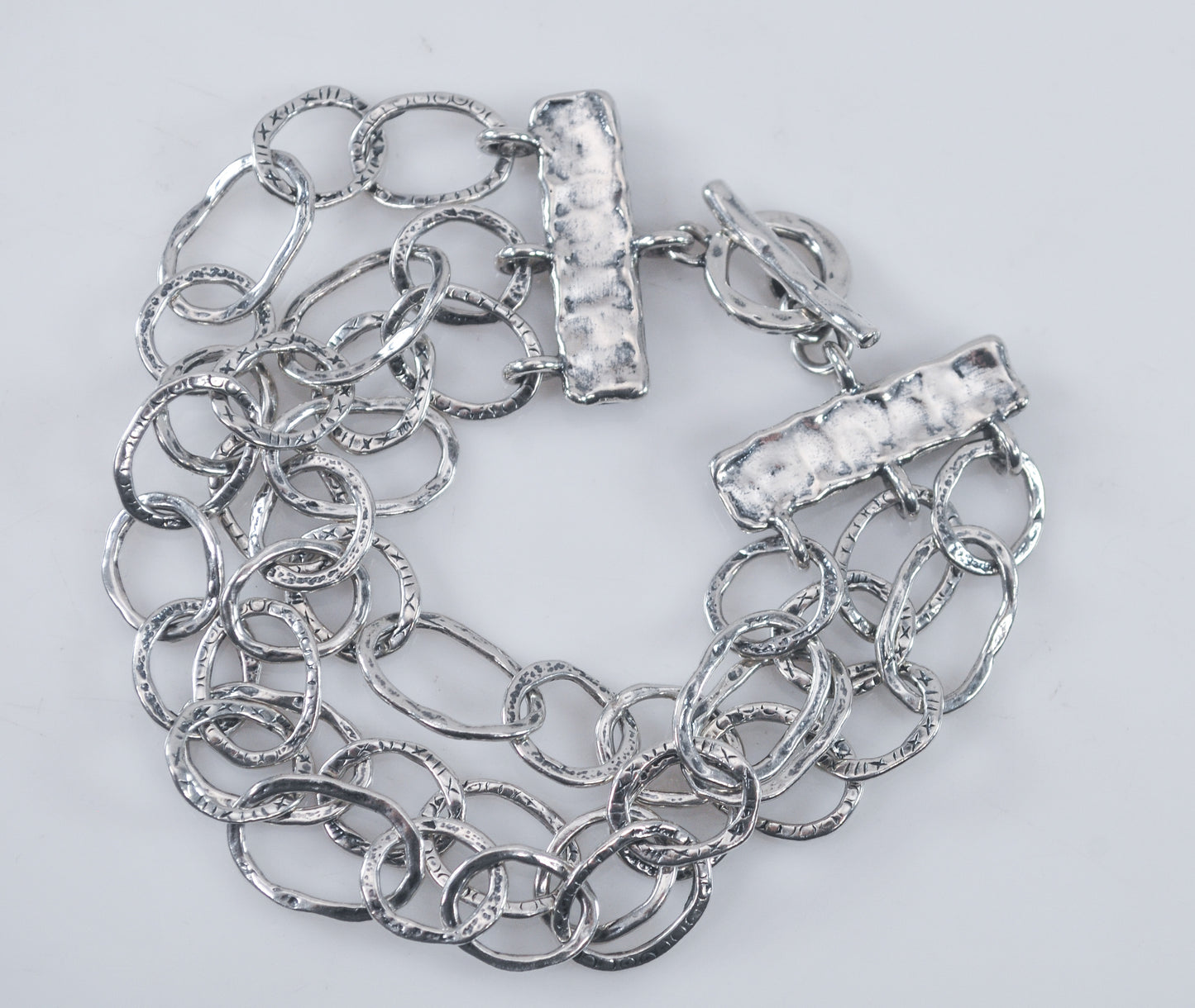 Opulenza Sterling Silver Hammered Bracelet