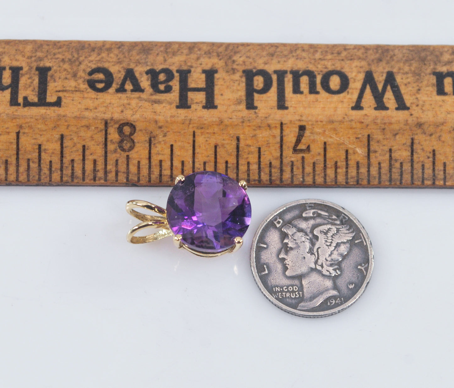 Small 10K Gold Amethyst Pendant