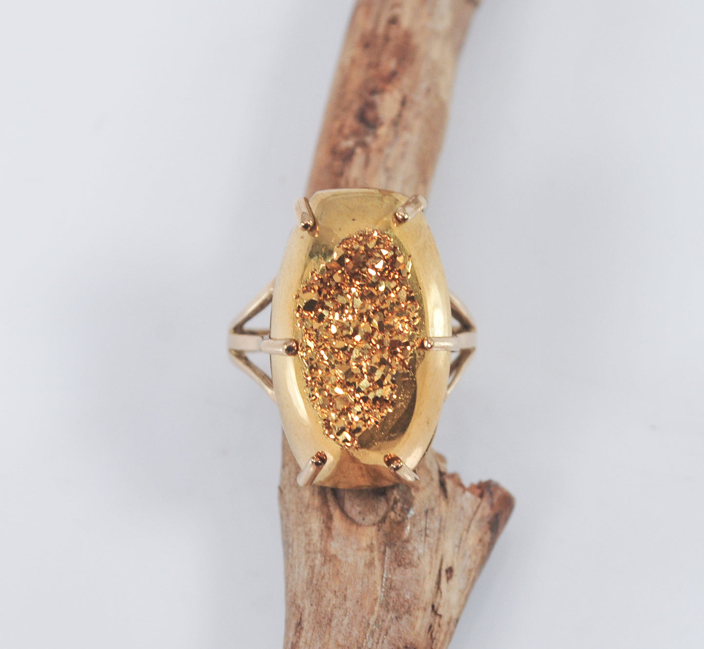 10K Gold Druzy Ring