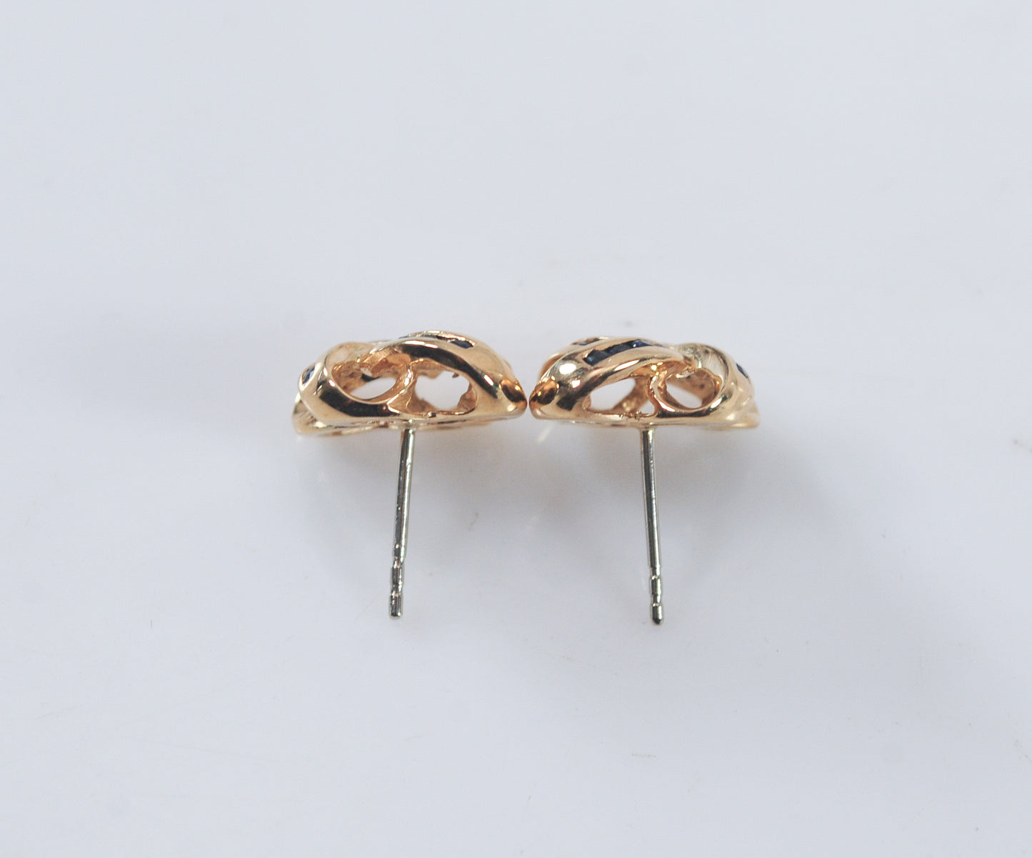 14K Gold Sapphire Knot Earrings