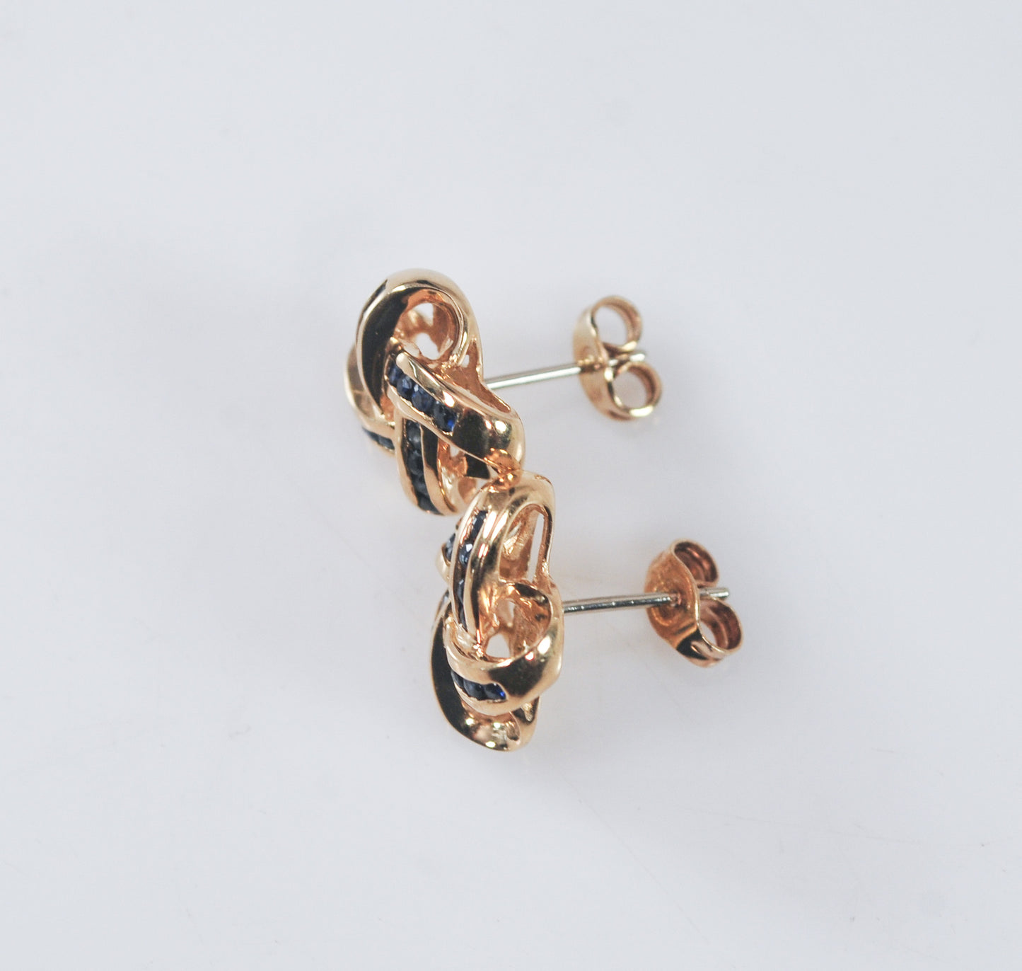 14K Gold Sapphire Knot Earrings