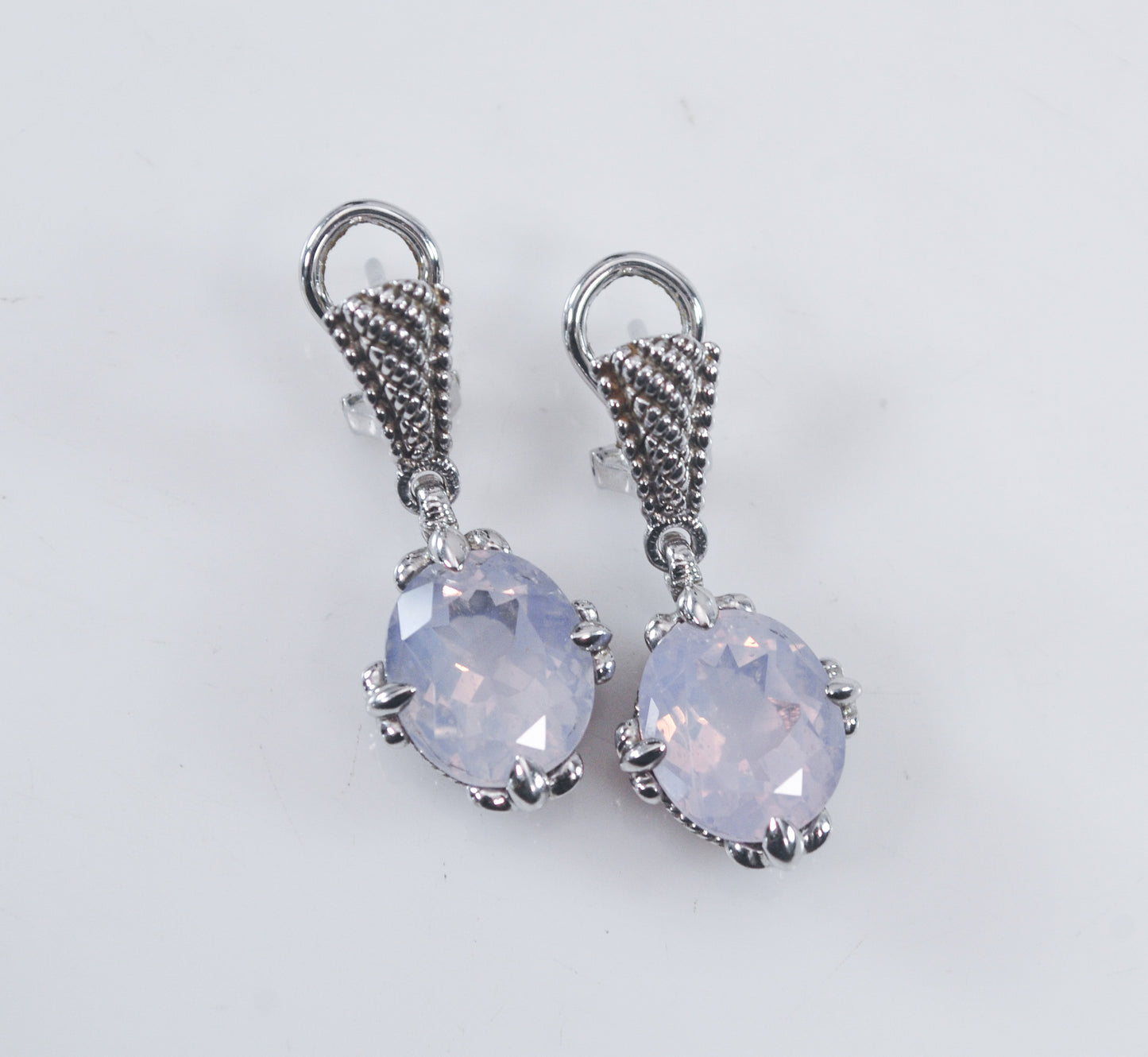 Judith Ripka Sterling Silver Pink Quartz Earrings