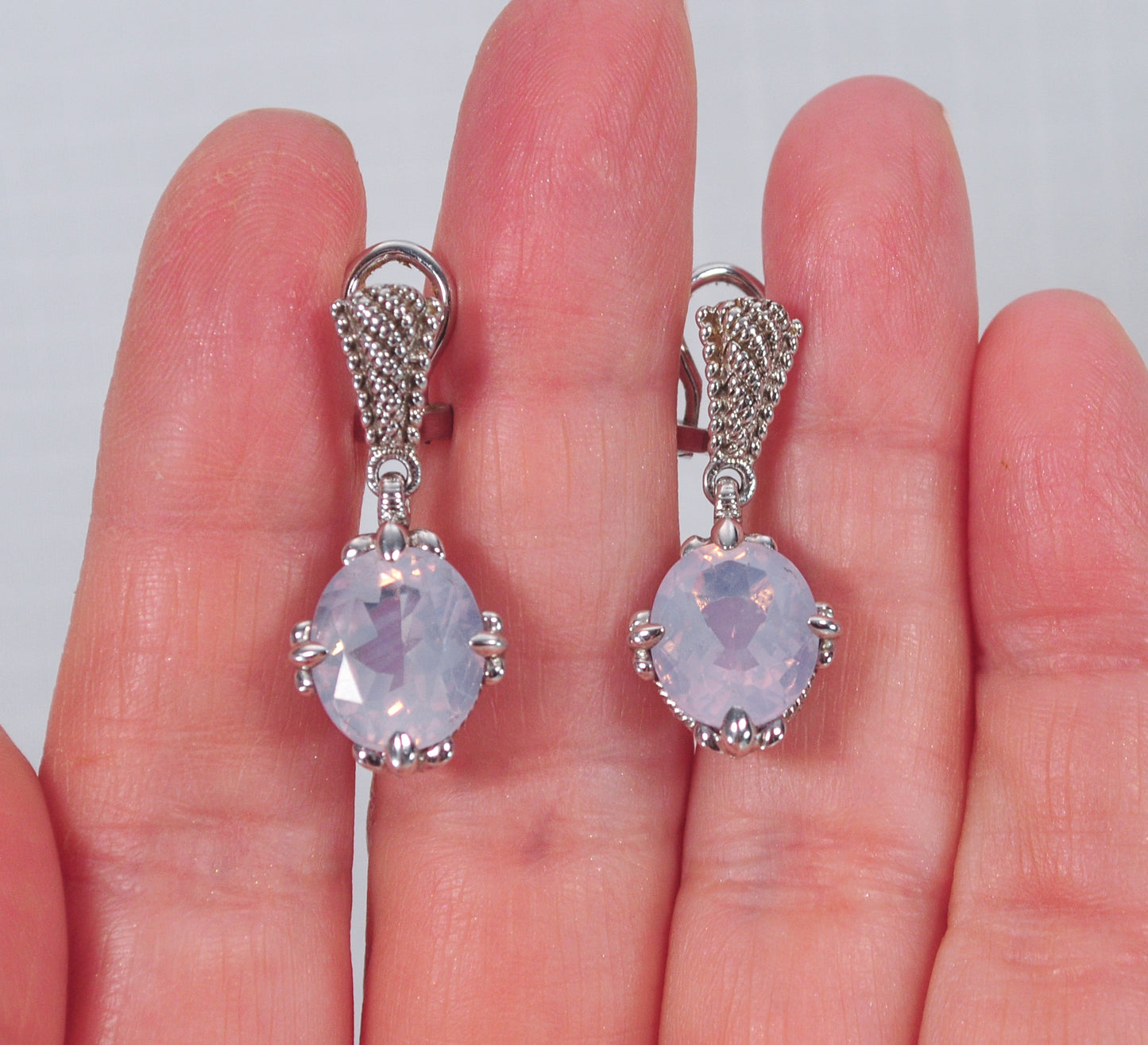 Judith Ripka Sterling Silver Pink Quartz Earrings