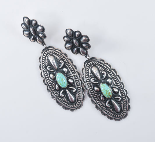 Tsosie Orville White Navajo Turquoise Sterling Silver Earrings