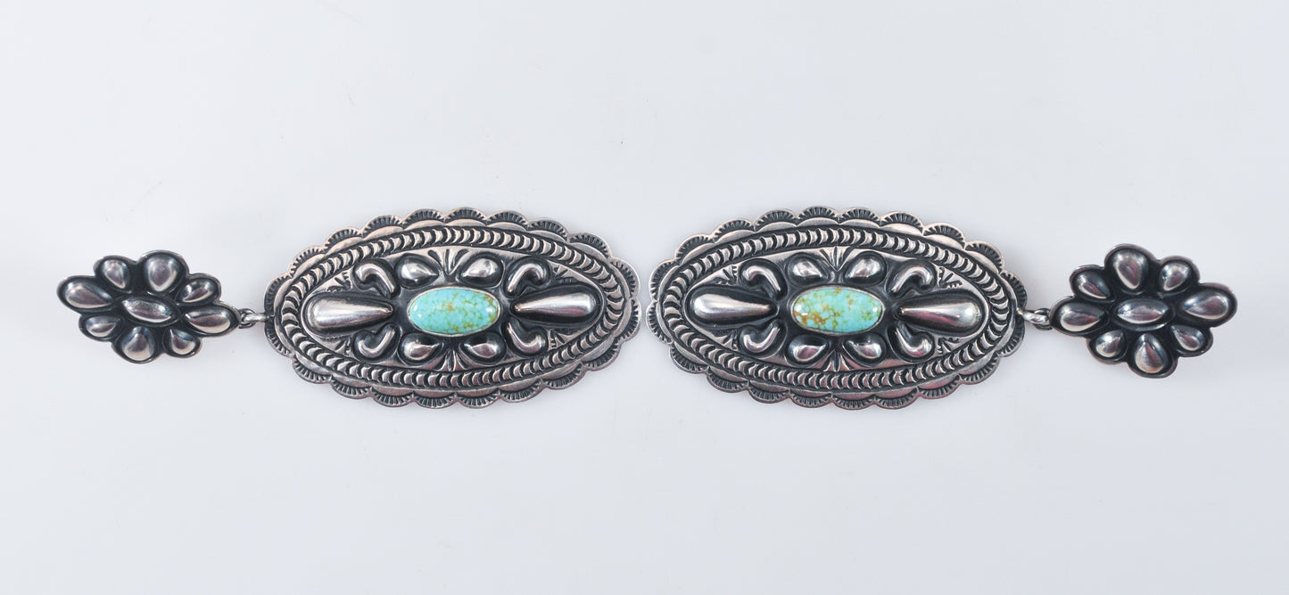 Tsosie Orville White Navajo Turquoise Sterling Silver Earrings