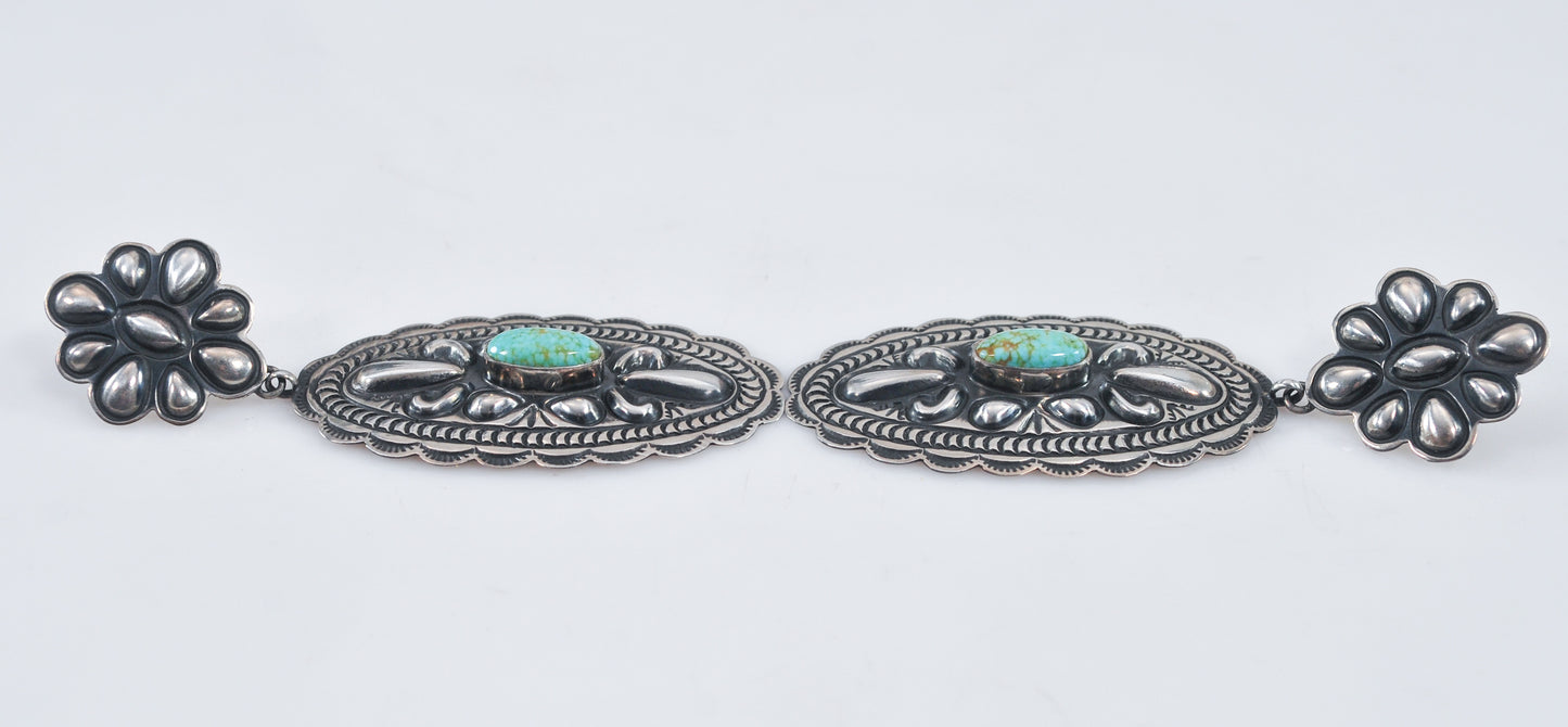 Tsosie Orville White Navajo Turquoise Sterling Silver Earrings