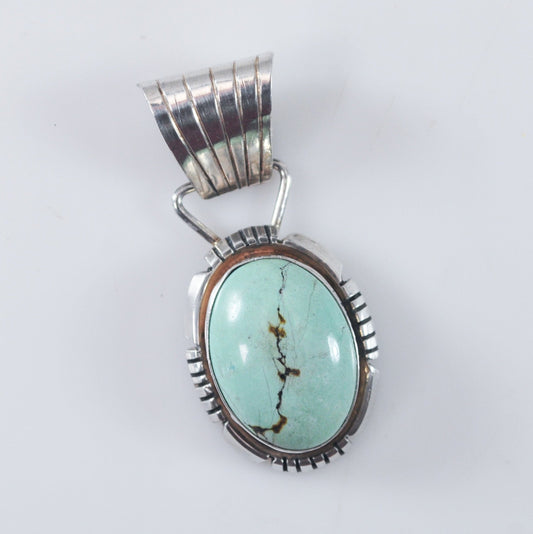 Signed Navajo Turquoise Sterling Silver Pendant