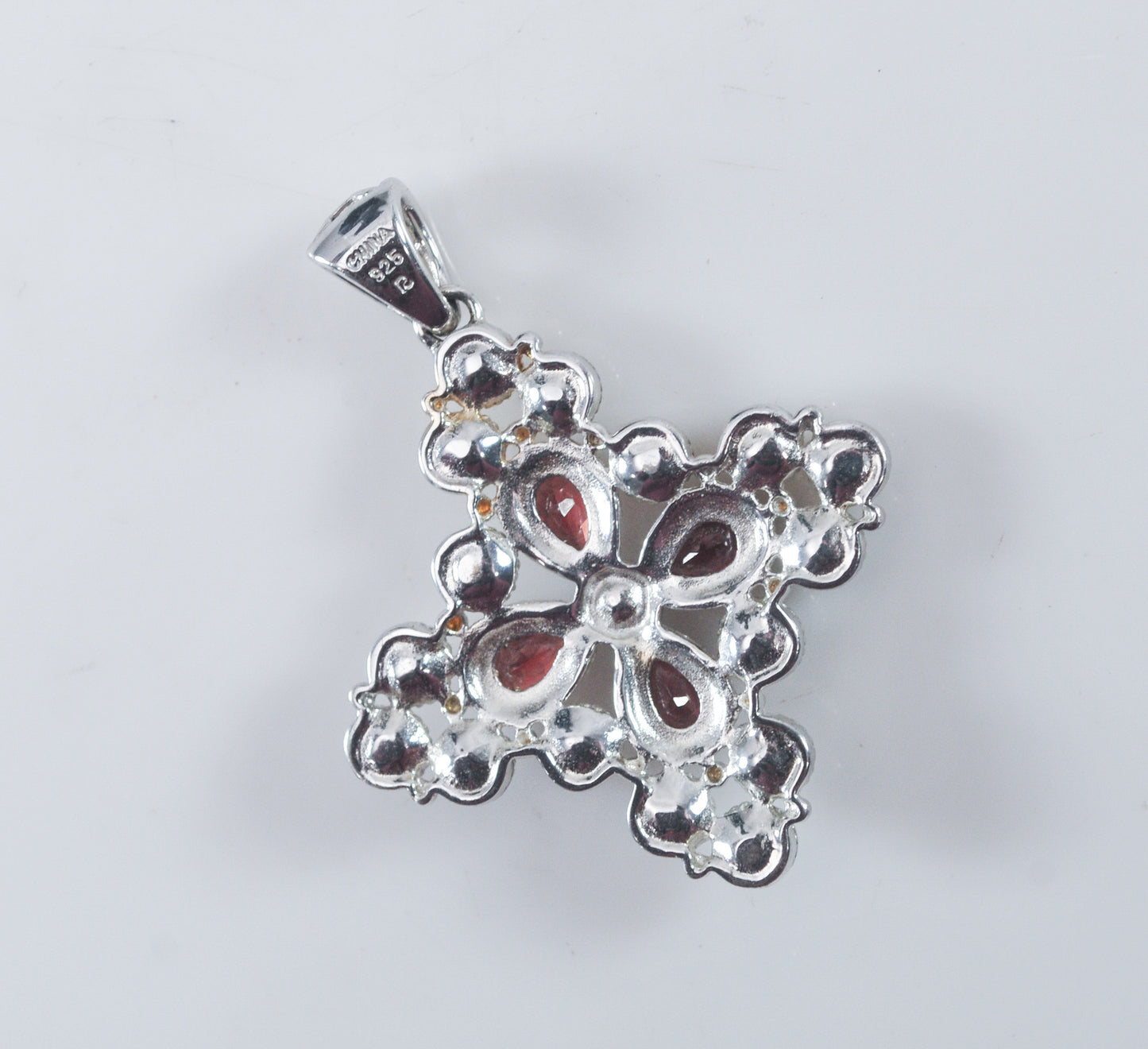 Ross Simons Sterling Silver Pearl Garnet Pendant