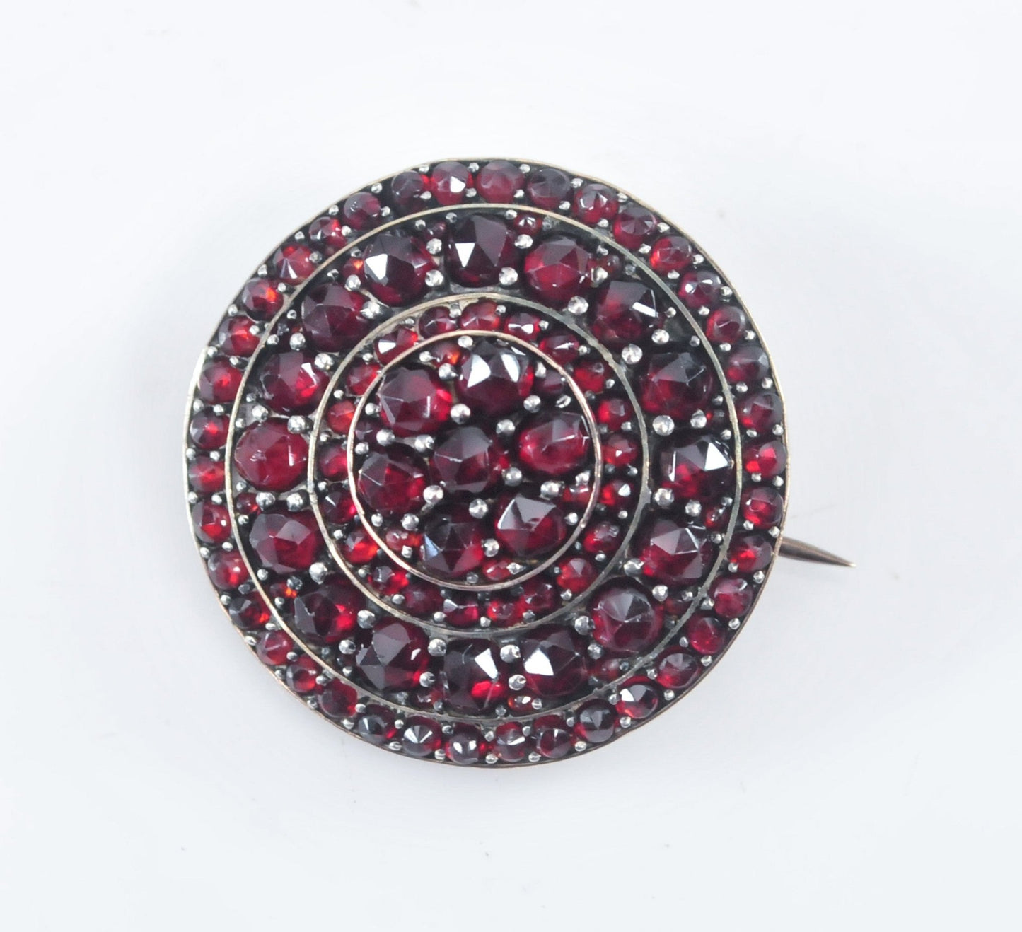 Antique Sterling Silver Bohemian Garnet Brooch