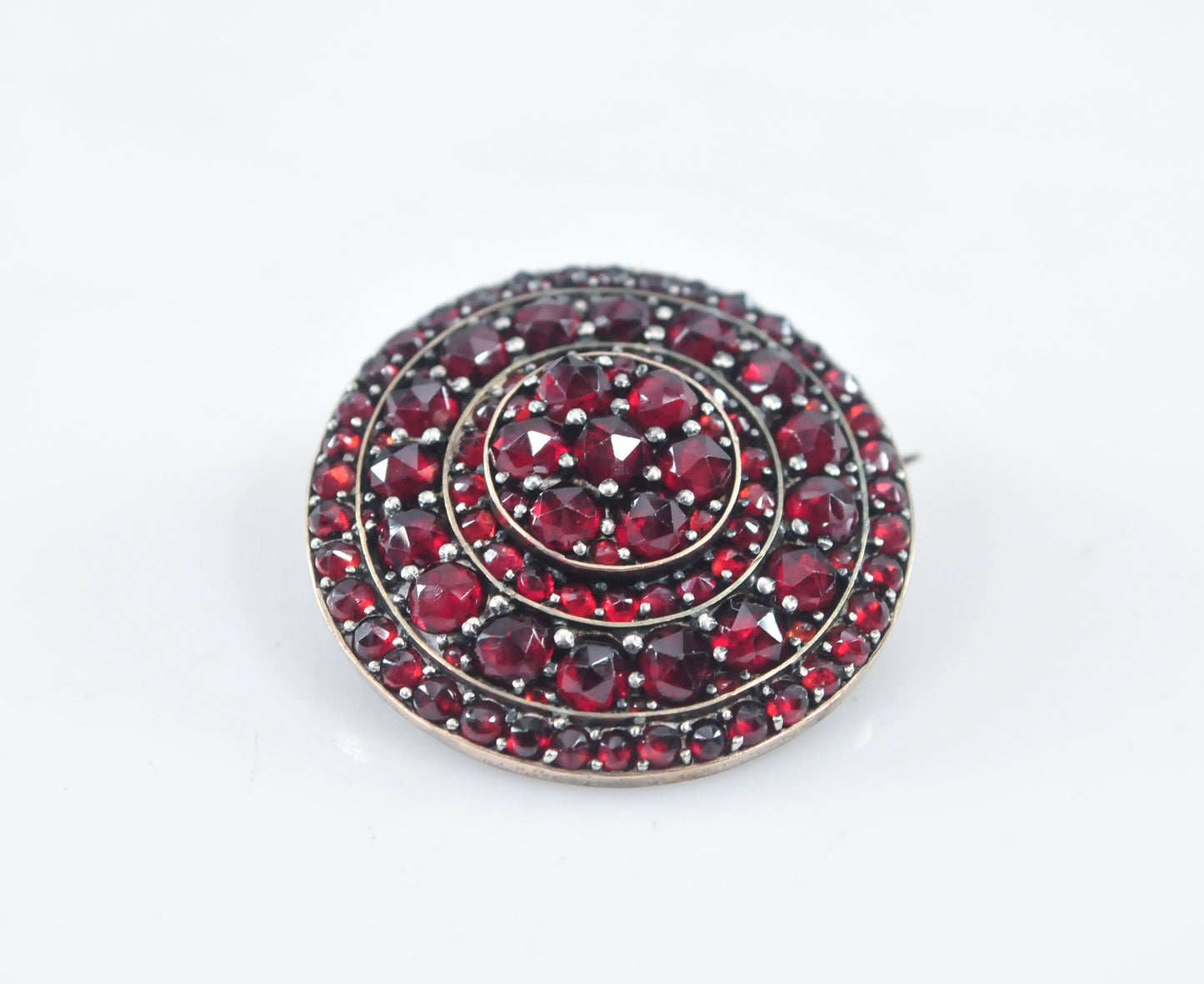 Antique Sterling Silver Bohemian Garnet Brooch