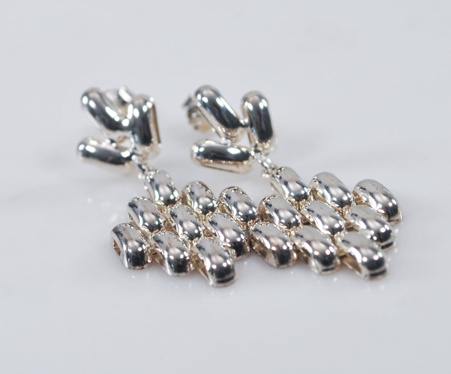 925 Italy Sterling Silver Panther Link Earrings