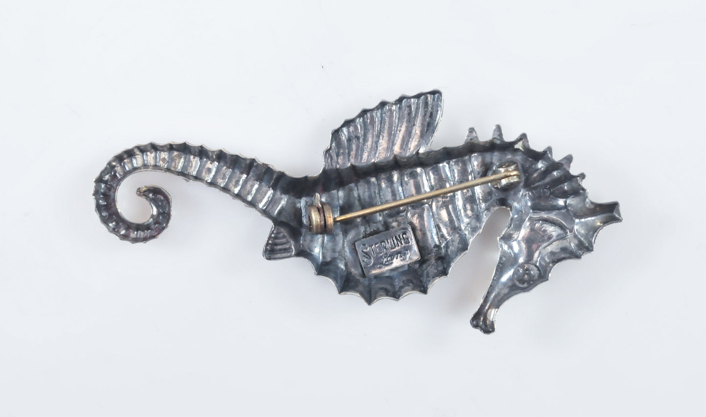 Vintage Lang Sterling Silver Seahorse Brooch