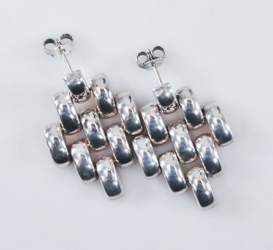 925 Sterling Silver Panther Link Earrings