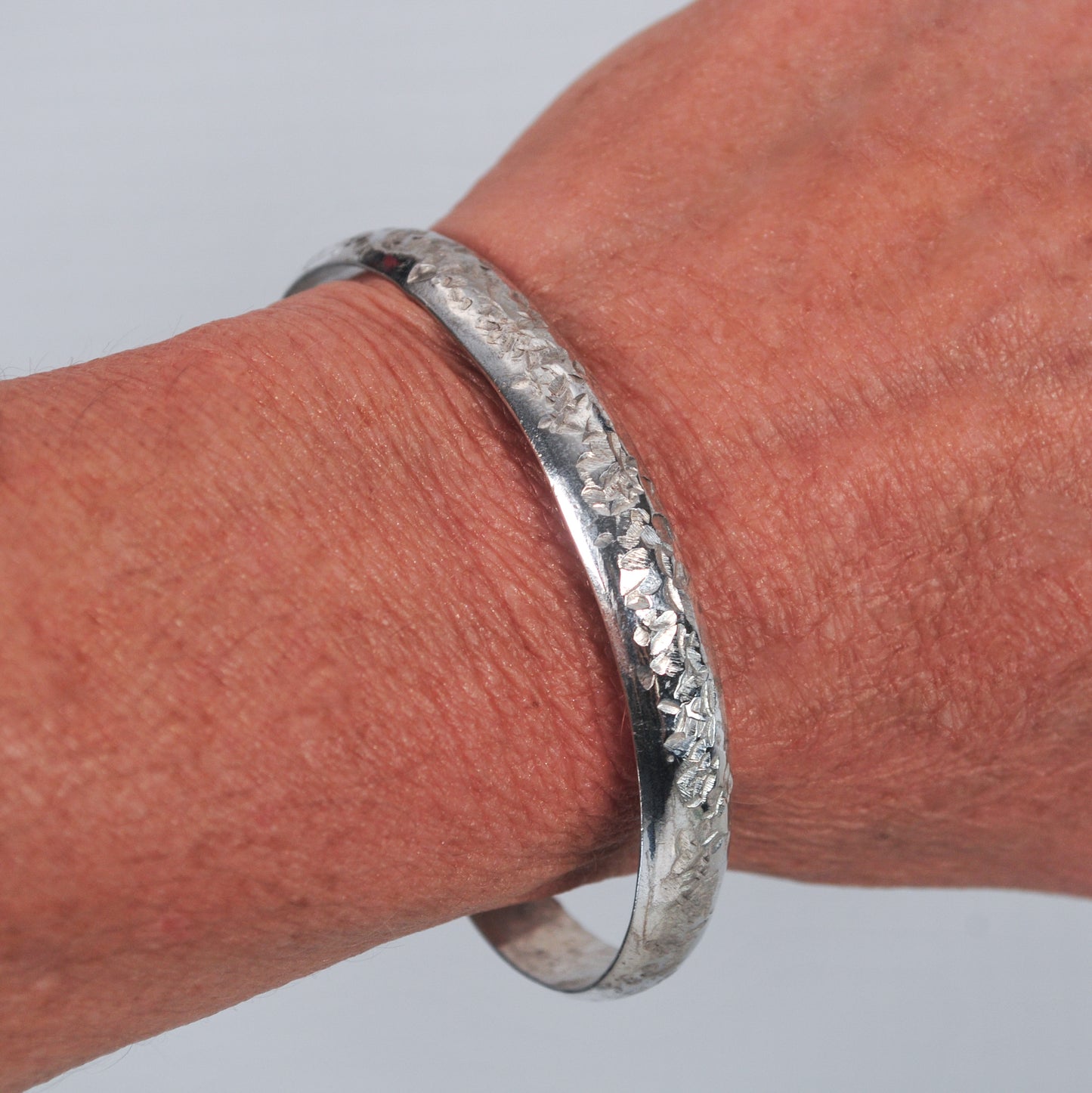 Brutalist Sterling Silver Hammered Cuff Bracelet