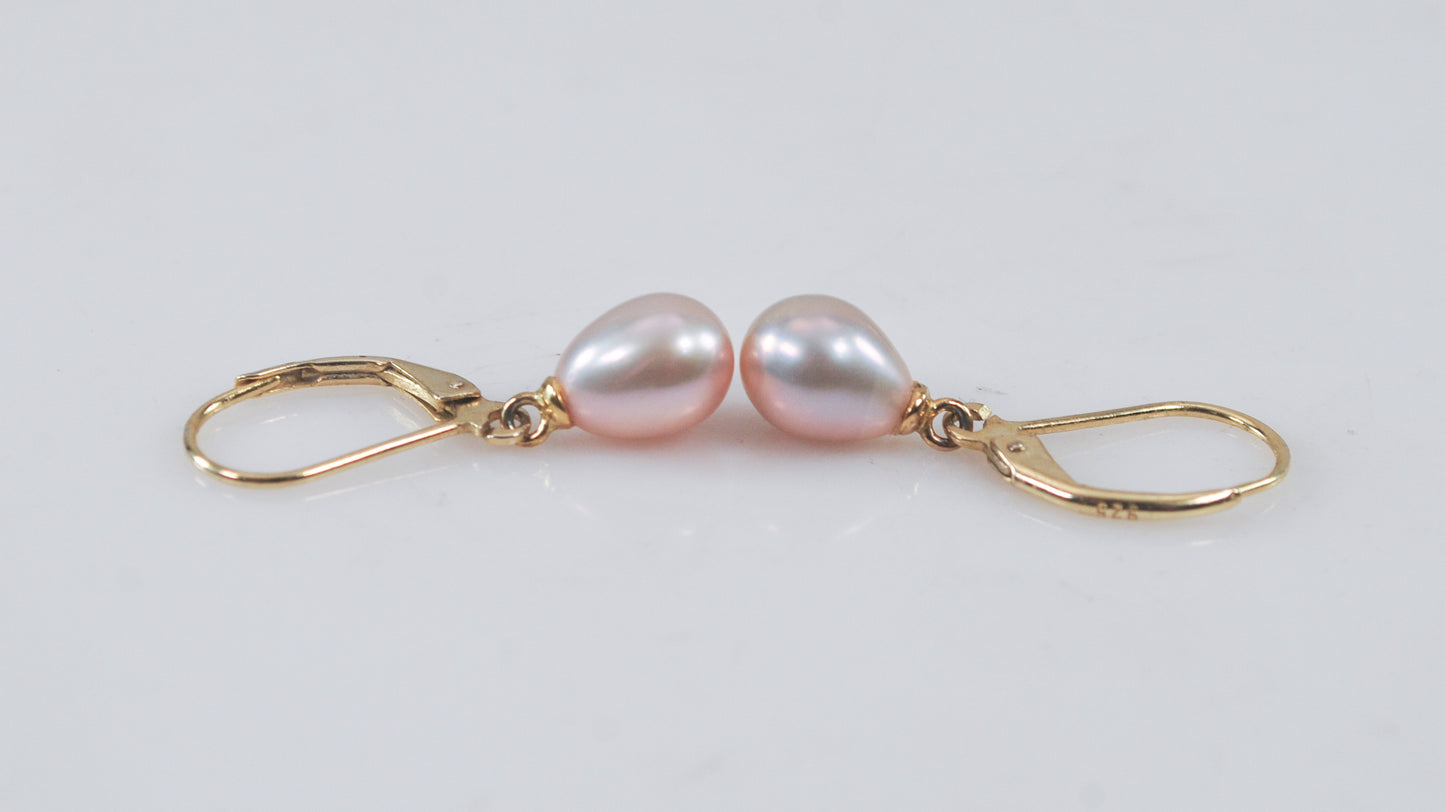 Gold over Sterling Pearl Earrings