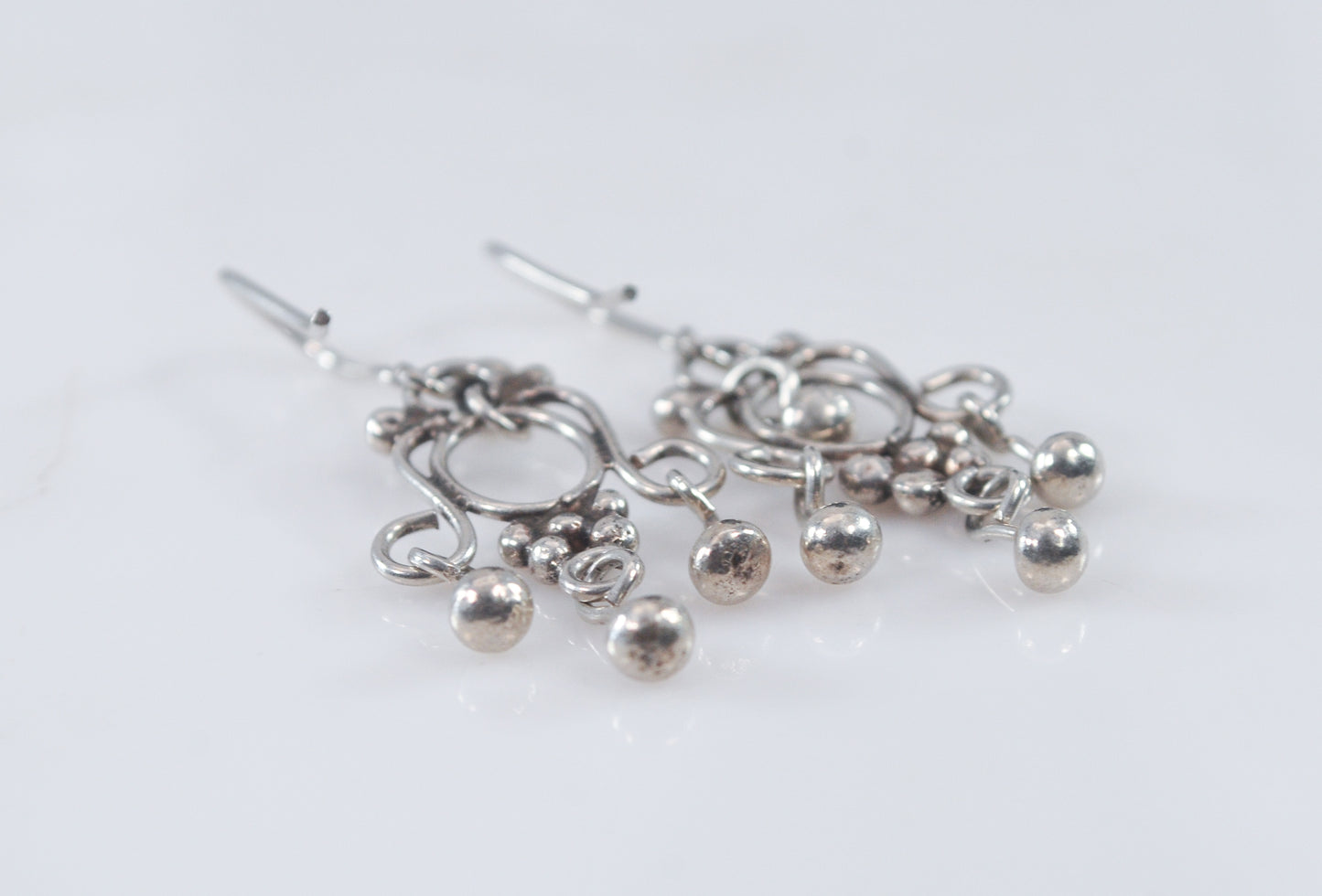 Small Sterling Silver Ball Chandelier Earrings