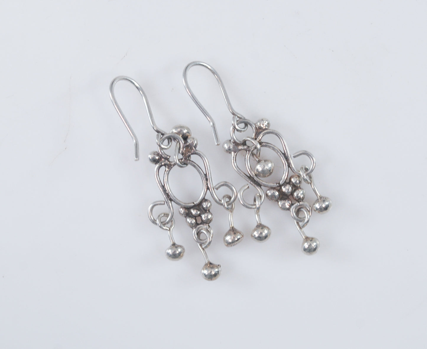 Small Sterling Silver Ball Chandelier Earrings