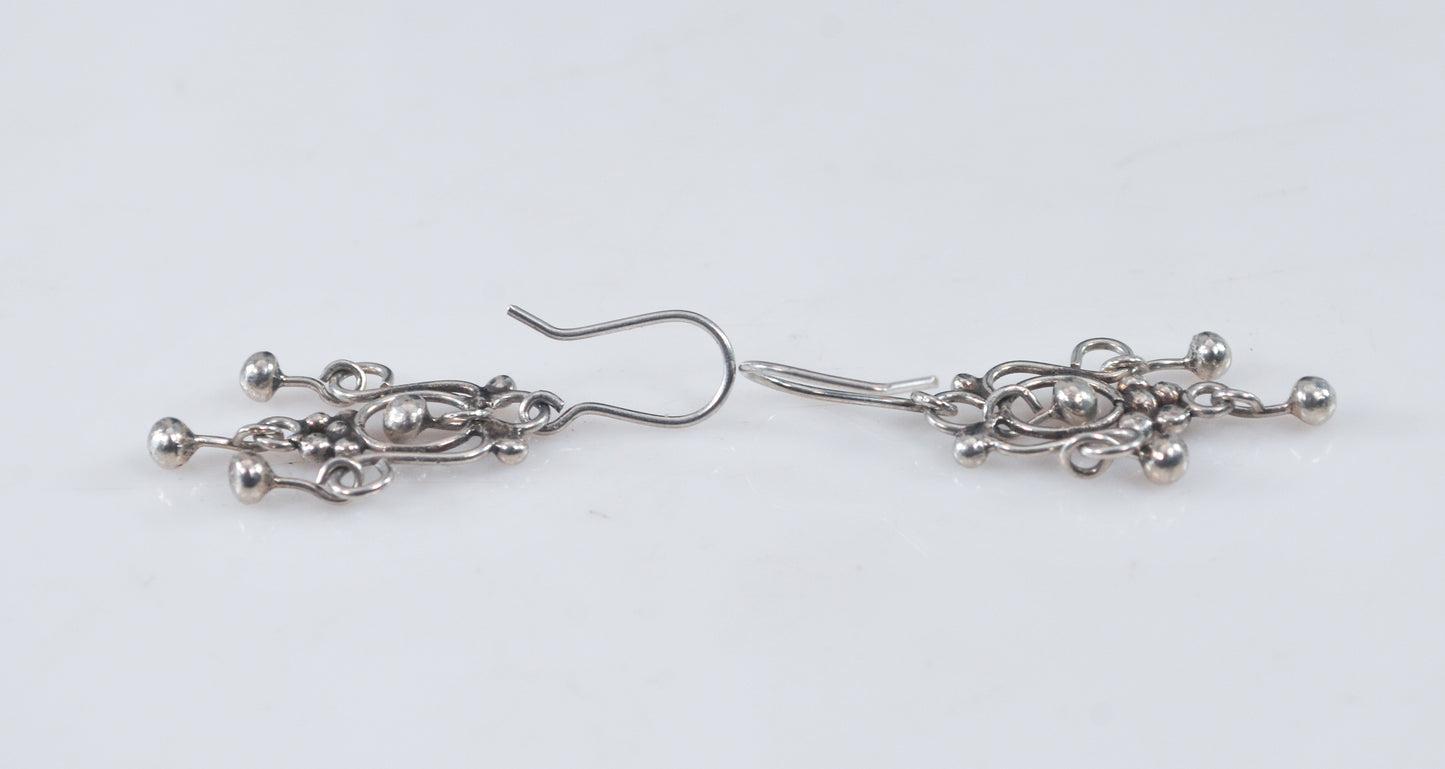 Small Sterling Silver Ball Chandelier Earrings