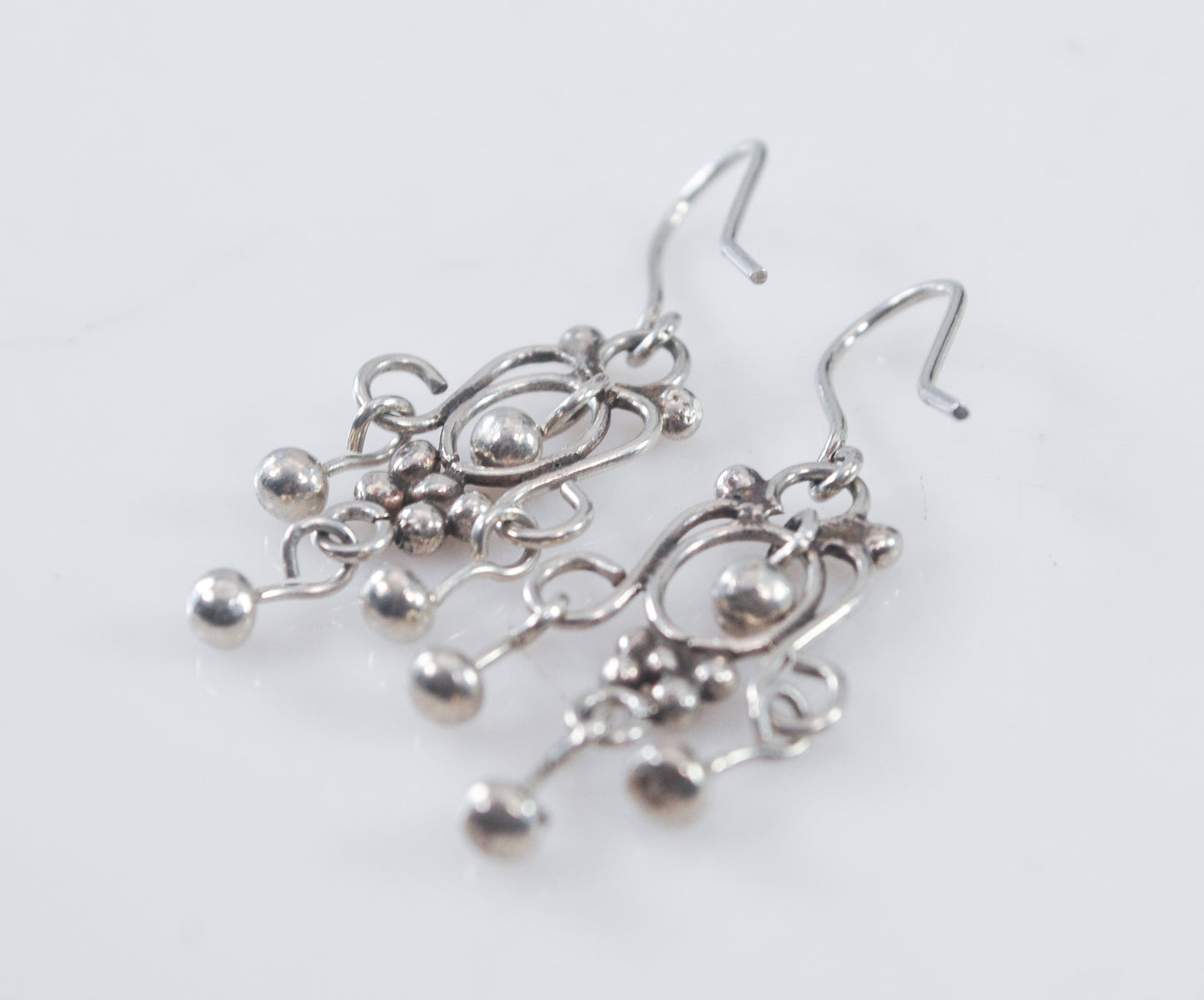 Small Sterling Silver Ball Chandelier Earrings