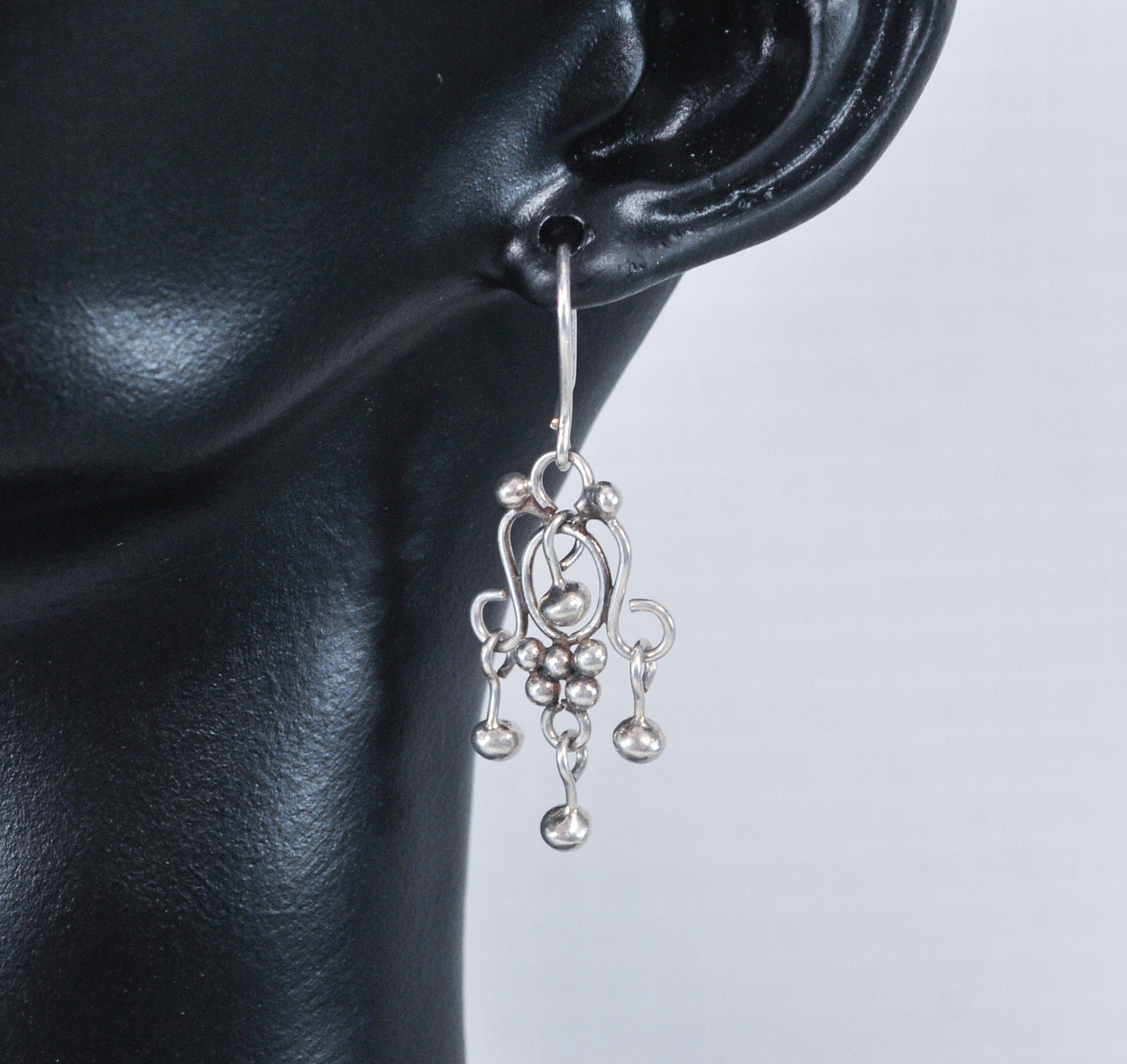 Small Sterling Silver Ball Chandelier Earrings