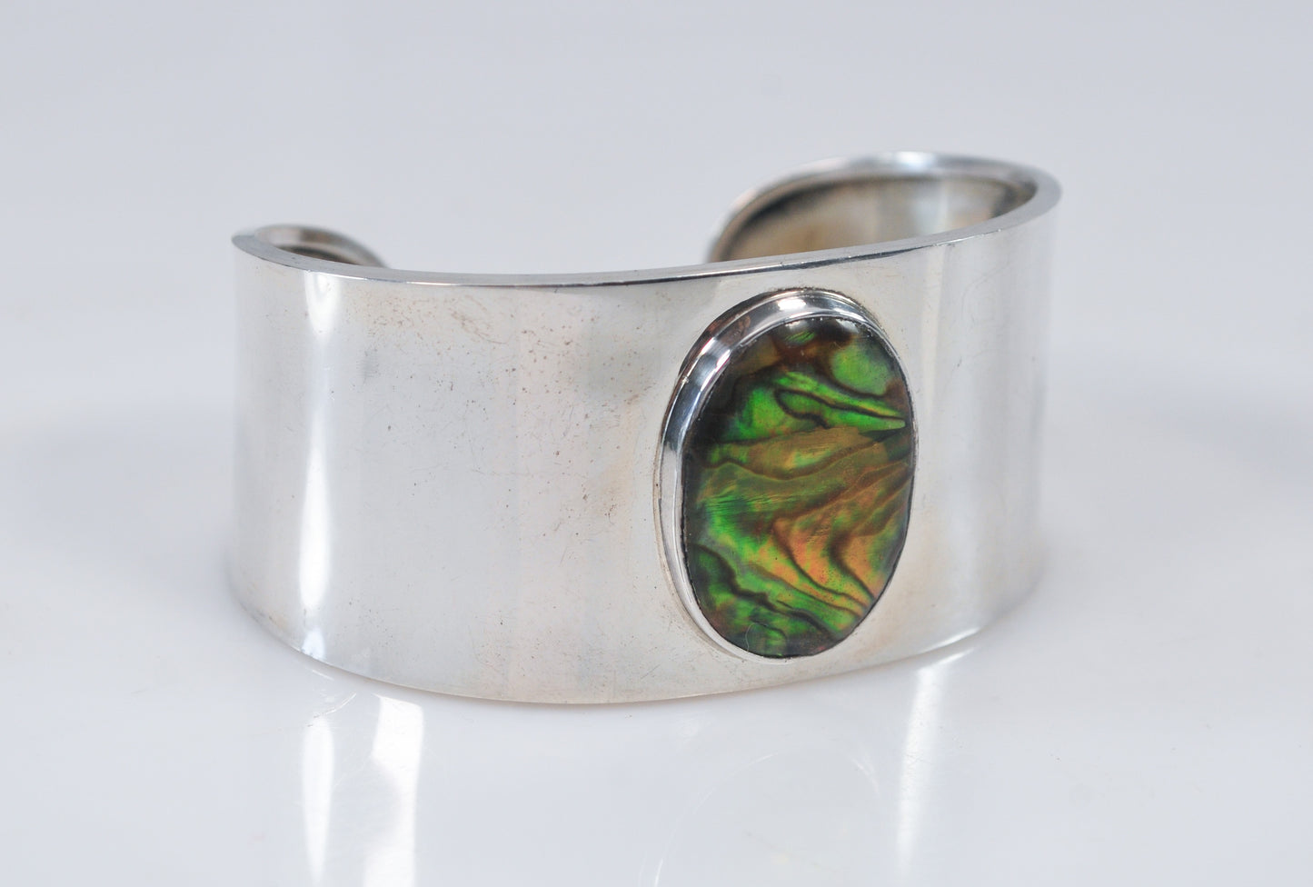 Wide 925 Mexico CII Abalone Cuff Bracelet