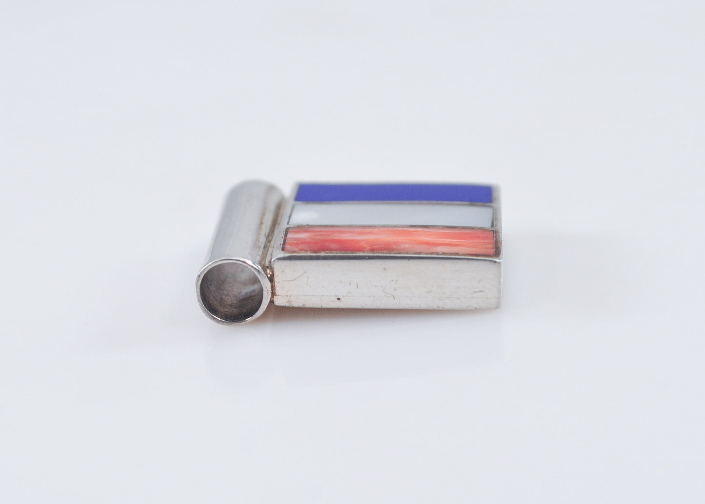 950 Sterling Silver Square Inlay Slider Pendant