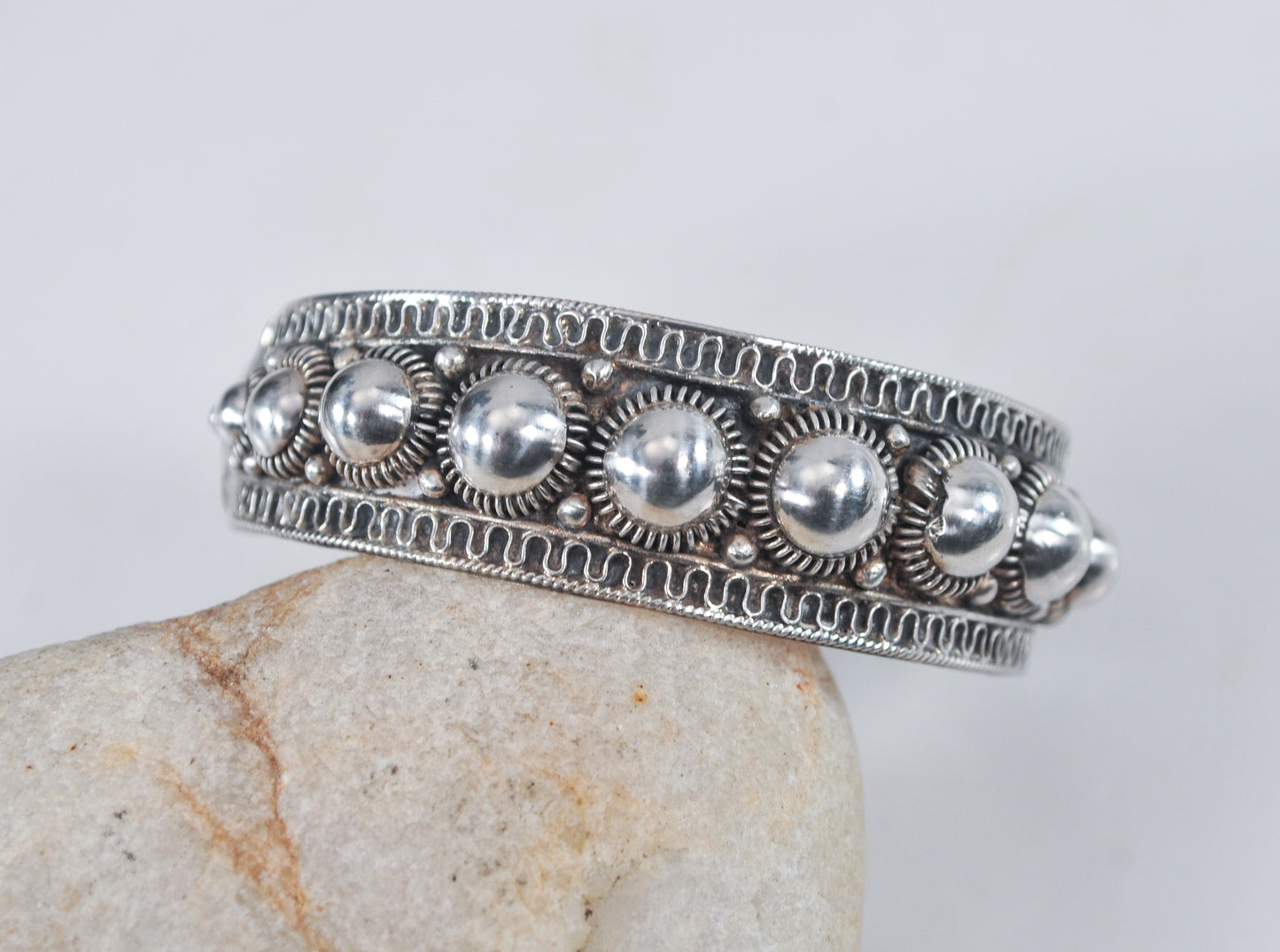 Alex & Co Siam Sterling Silver Domed Cuff Bracelet