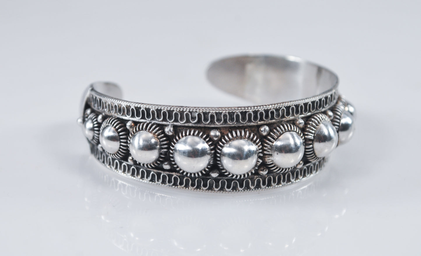 Alex & Co Siam Sterling Silver Domed Cuff Bracelet