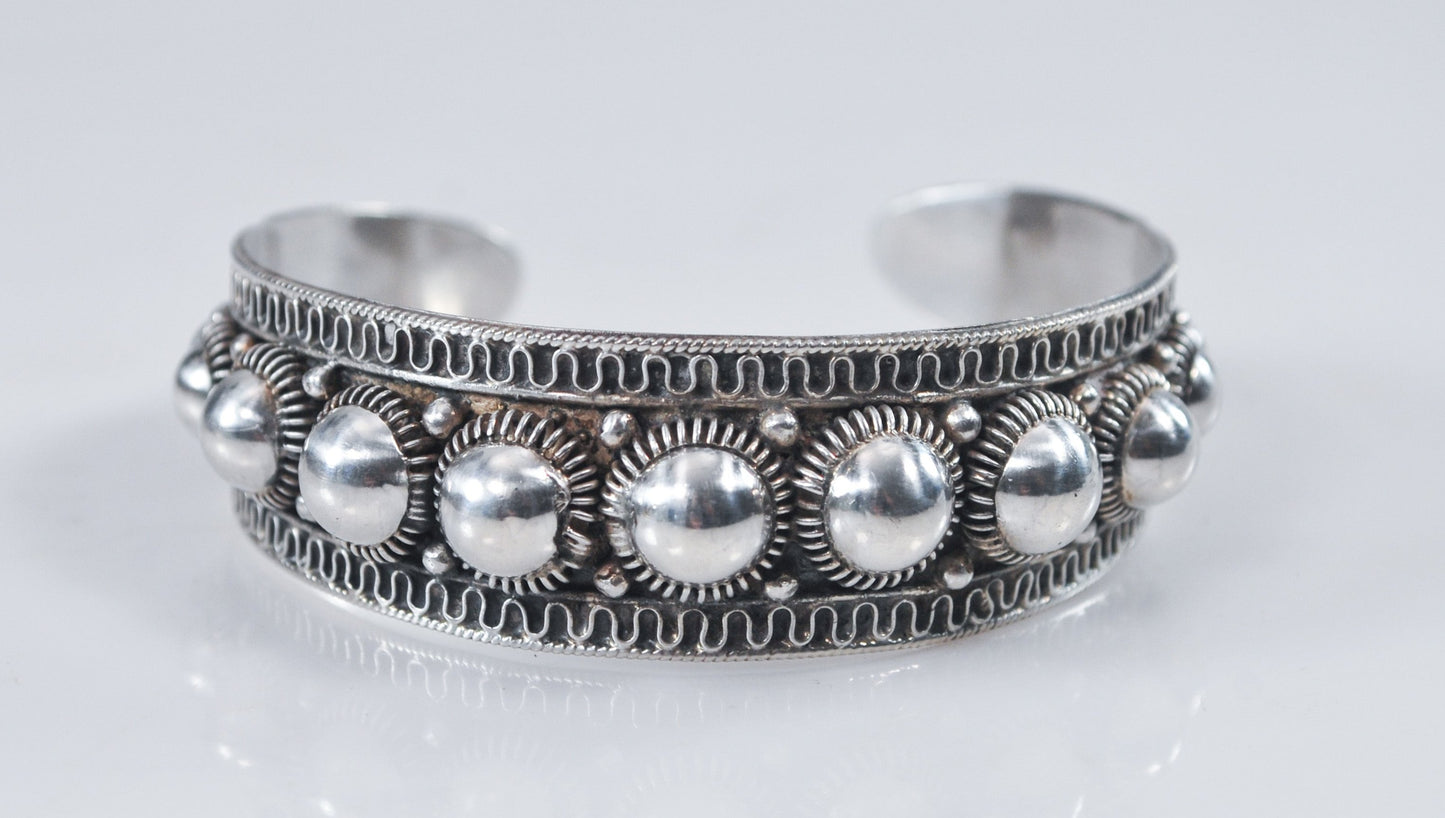 Alex & Co Siam Sterling Silver Domed Cuff Bracelet