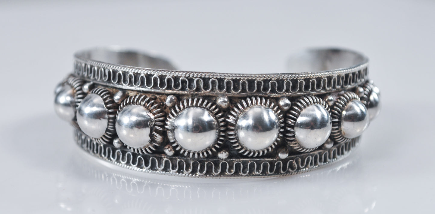 Alex & Co Siam Sterling Silver Domed Cuff Bracelet