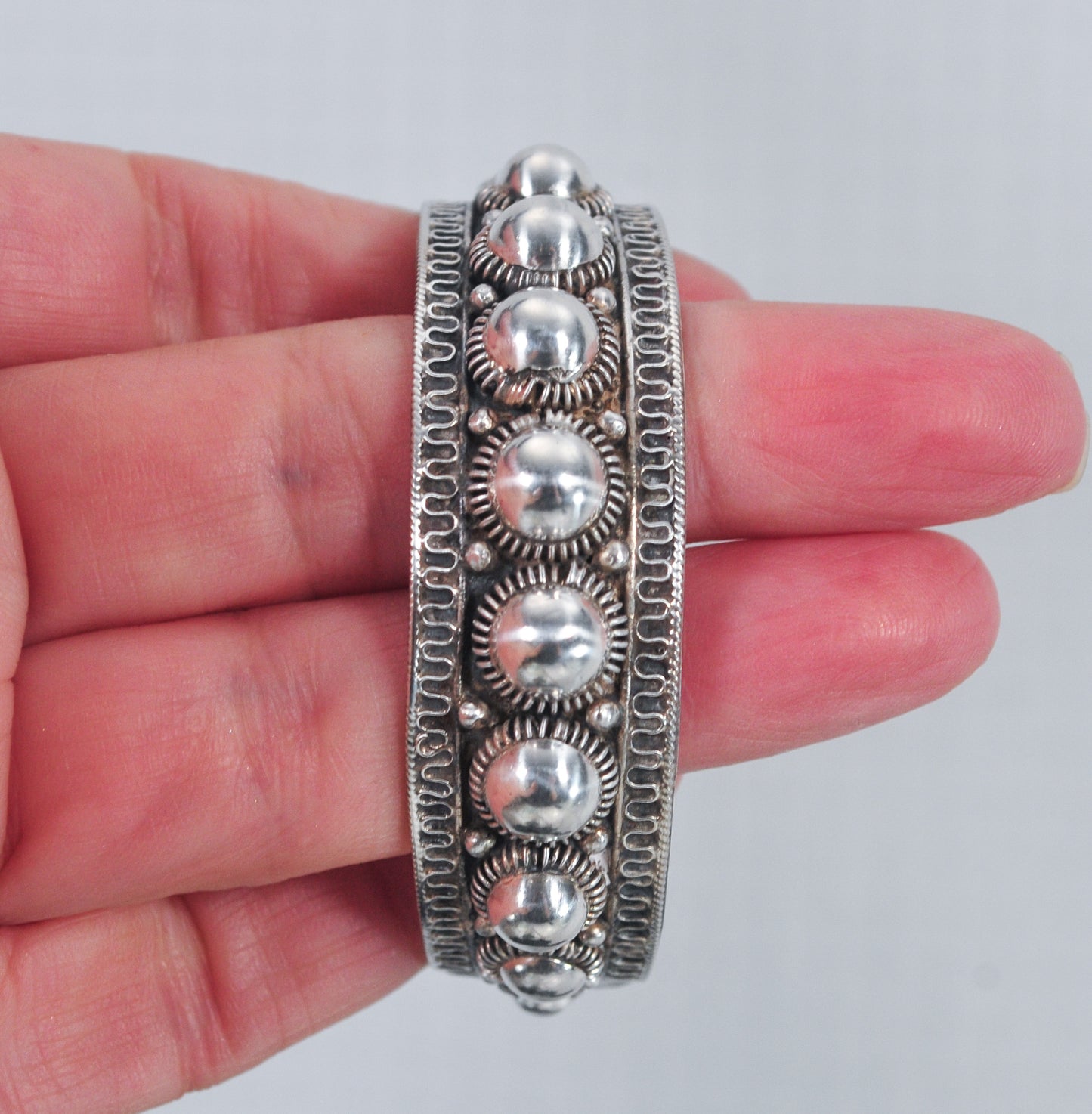 Alex & Co Siam Sterling Silver Domed Cuff Bracelet