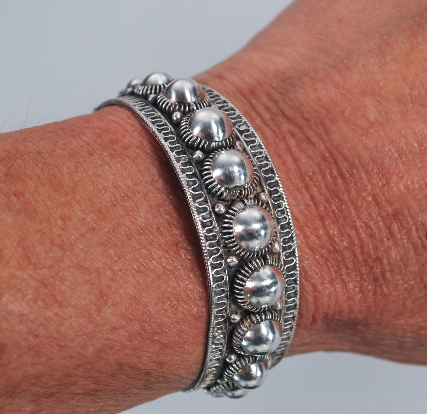 Alex & Co Siam Sterling Silver Domed Cuff Bracelet