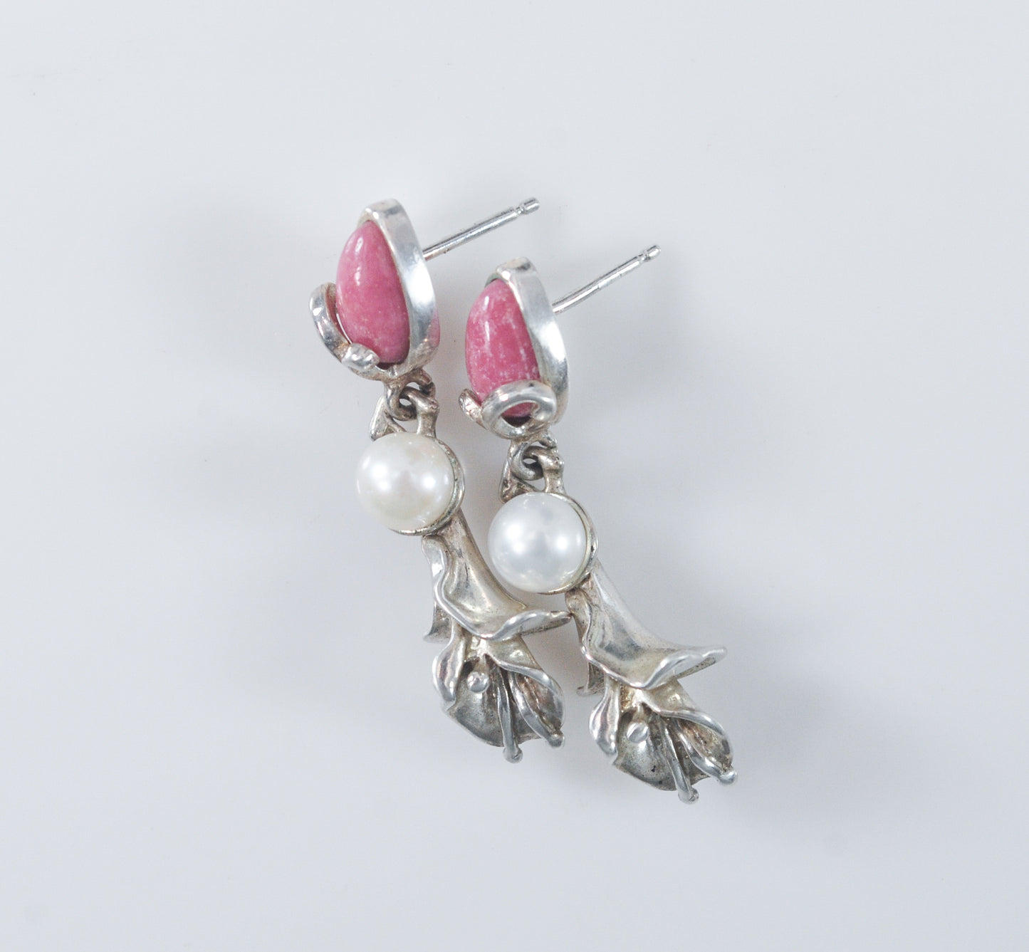 Carolyn Pollack Relios Sterling Silver Rhodonite Flower Earrings