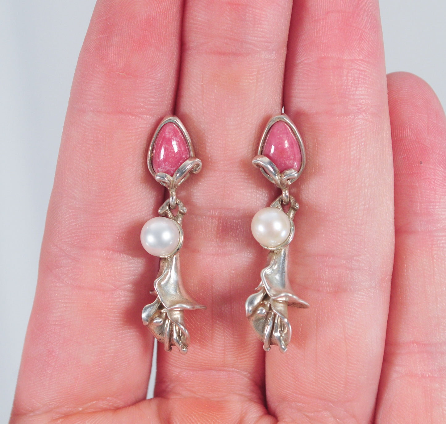 Carolyn Pollack Relios Sterling Silver Rhodonite Flower Earrings