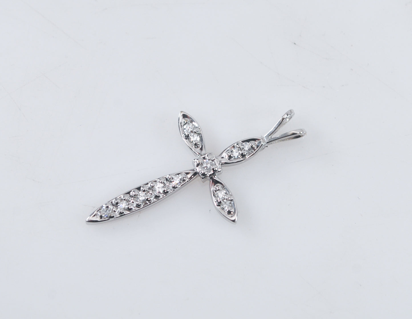 Bluite 14K White Gold Diamond Cross Pendant