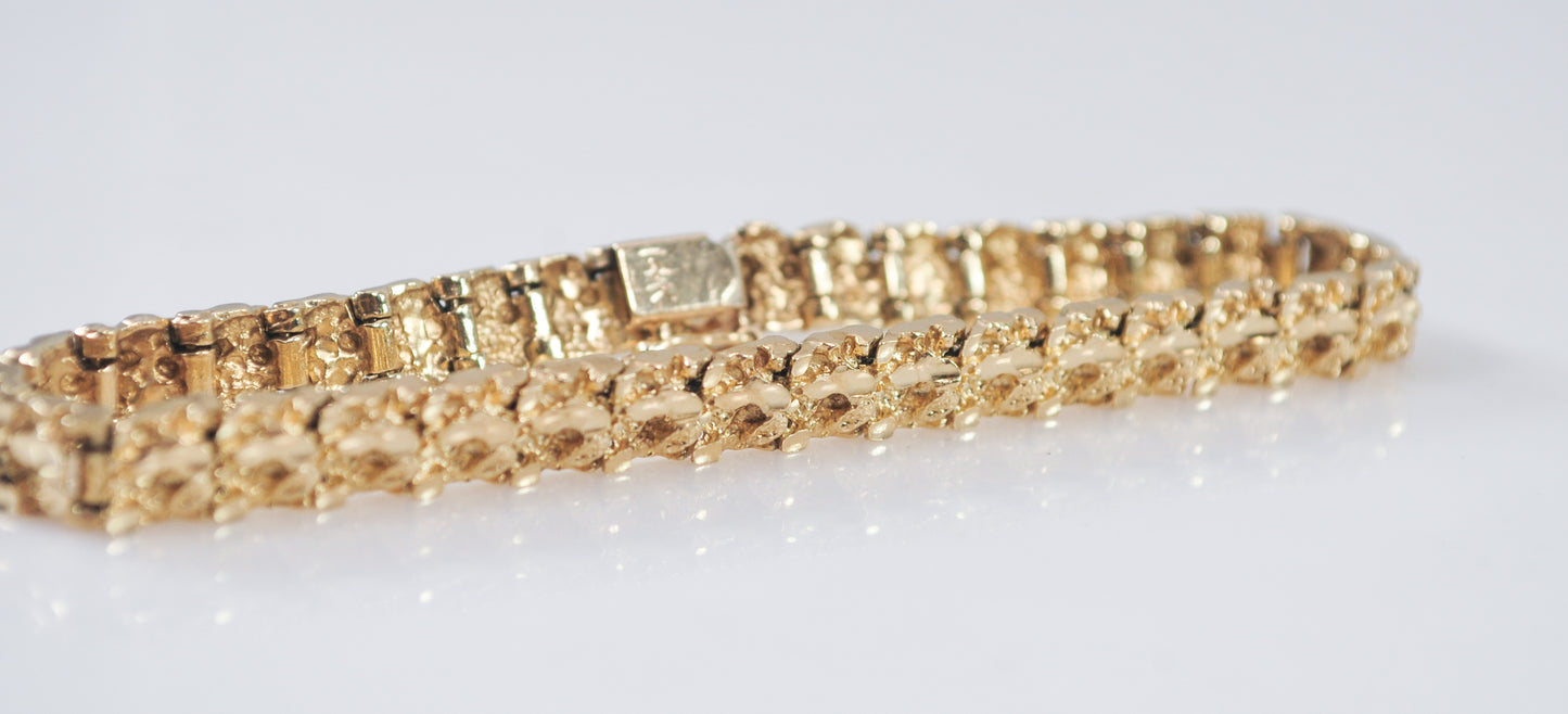 14K Gold Nugget Bracelet, 18 Grams