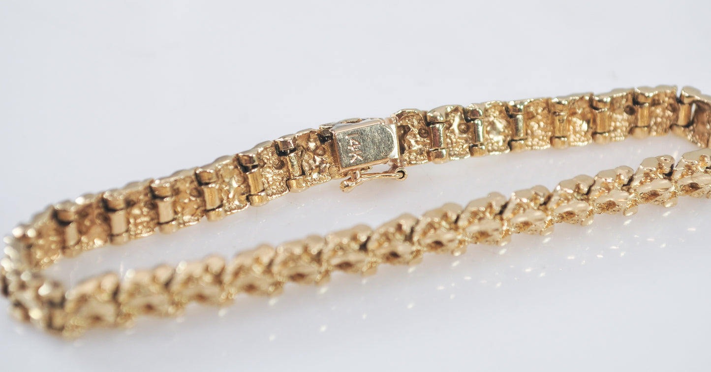 14K Gold Nugget Bracelet, 18 Grams